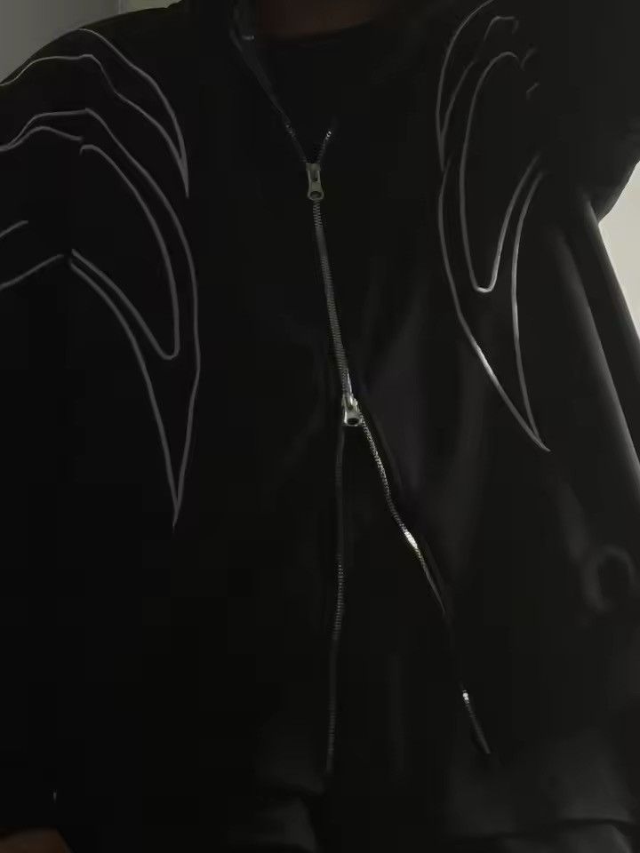 Japanese Brand Black Techwear Hoodie Line Zip-Up Streetwear Cyberpunk Goth Size US XL / EU 56 / 4 - 9 Thumbnail