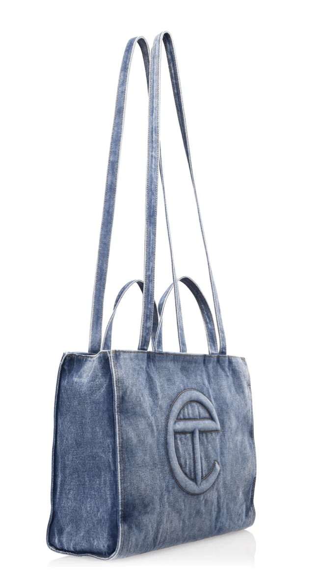 Telfar Medium Denim Shopper - Blue Size ONE SIZE - 8 Thumbnail