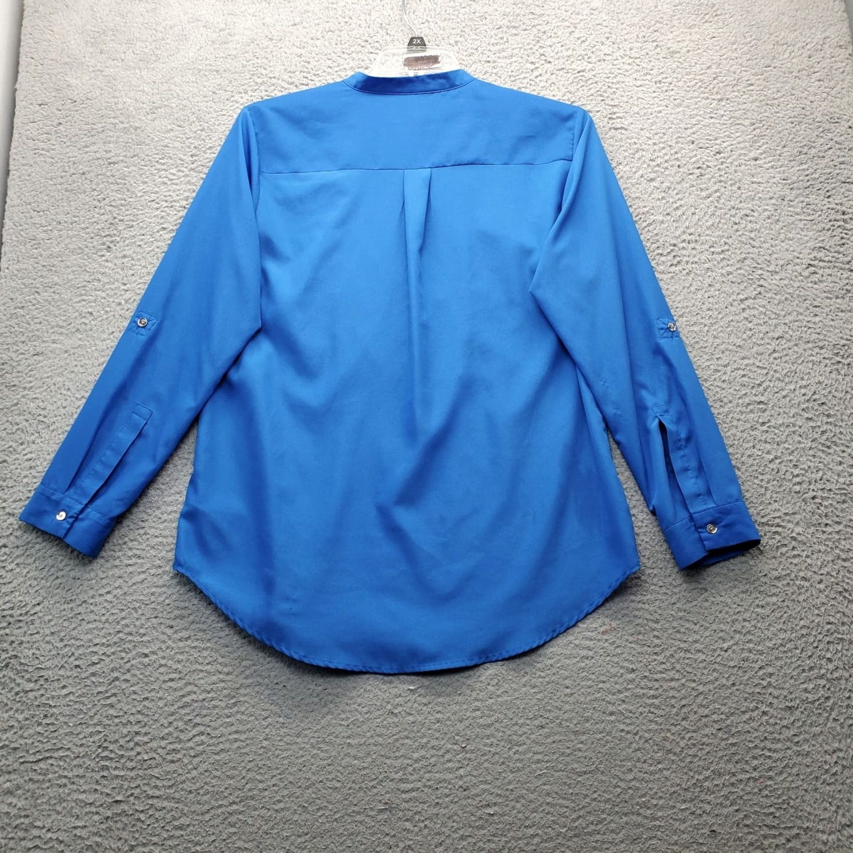 Michael Kors Michael Kors Blouse Womens Large Blue Pleated Roll Tab Long Sleeve 1/2 Zip Shirt Womens Size L Mockups Size L / US 10 / IT 46 - 2 Thumbnail