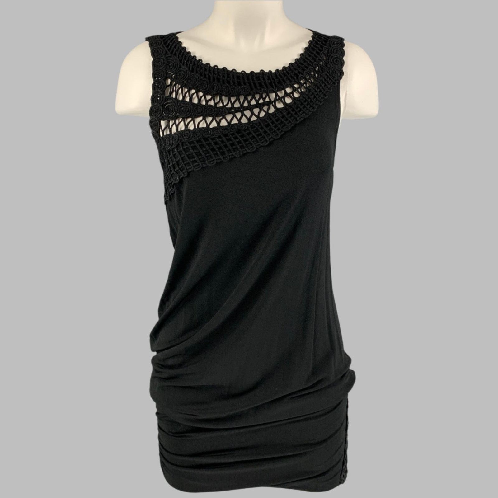 La Perla LA PERLA Black Jersey Crochet Sleeveless Cocktail Dress Size M / US 6-8 / IT 42-44 - 1 Thumbnail