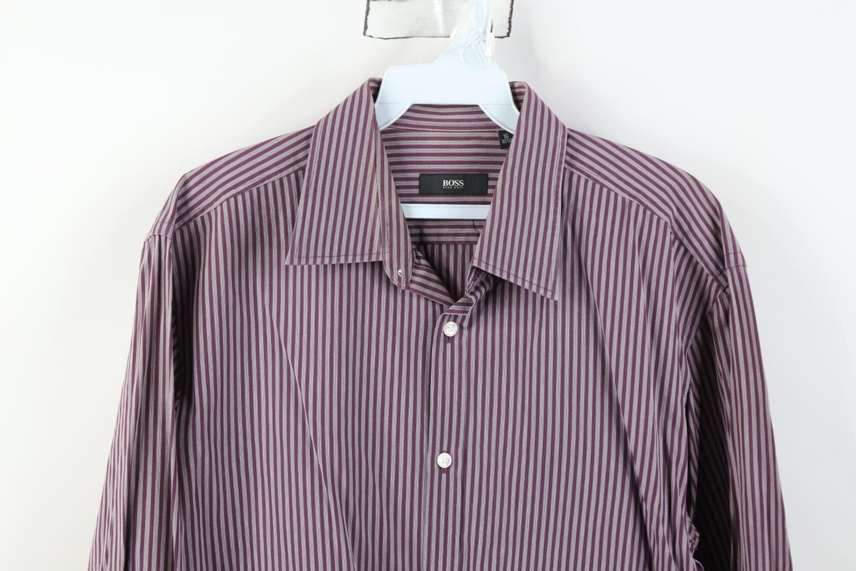 Hugo Boss Hugo Boss Slim Fit Distressed Striped Collared Button Shirt Size US M / EU 48-50 / 2 - 2 Thumbnail