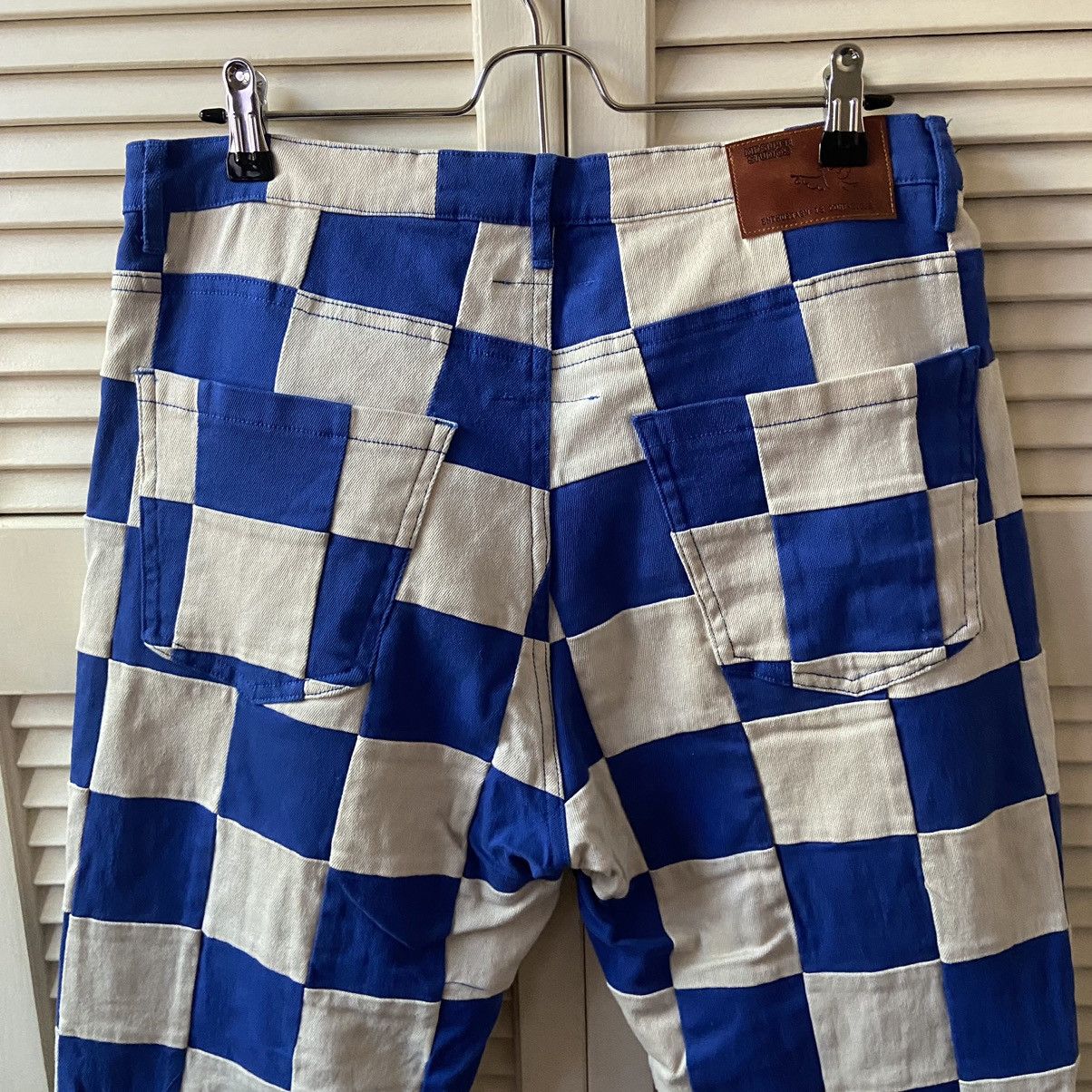 KidSuper Studios Blue White Check Straight Fit Pants Patch