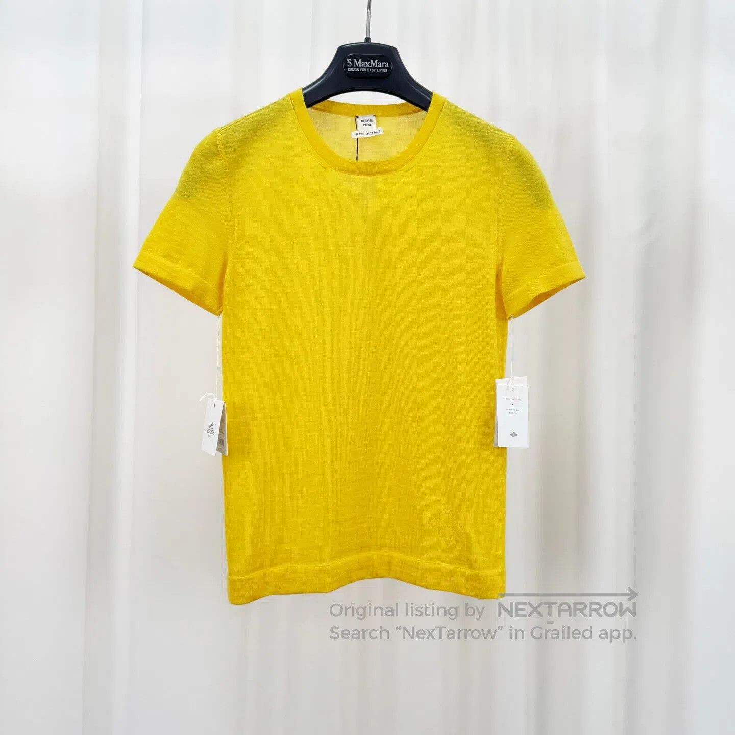 Hermes Hermes Yellow Hollow-Out Letter H Pure Cashmere Knit Short Size XXS / US 00 / IT 34 - 1 Thumbnail