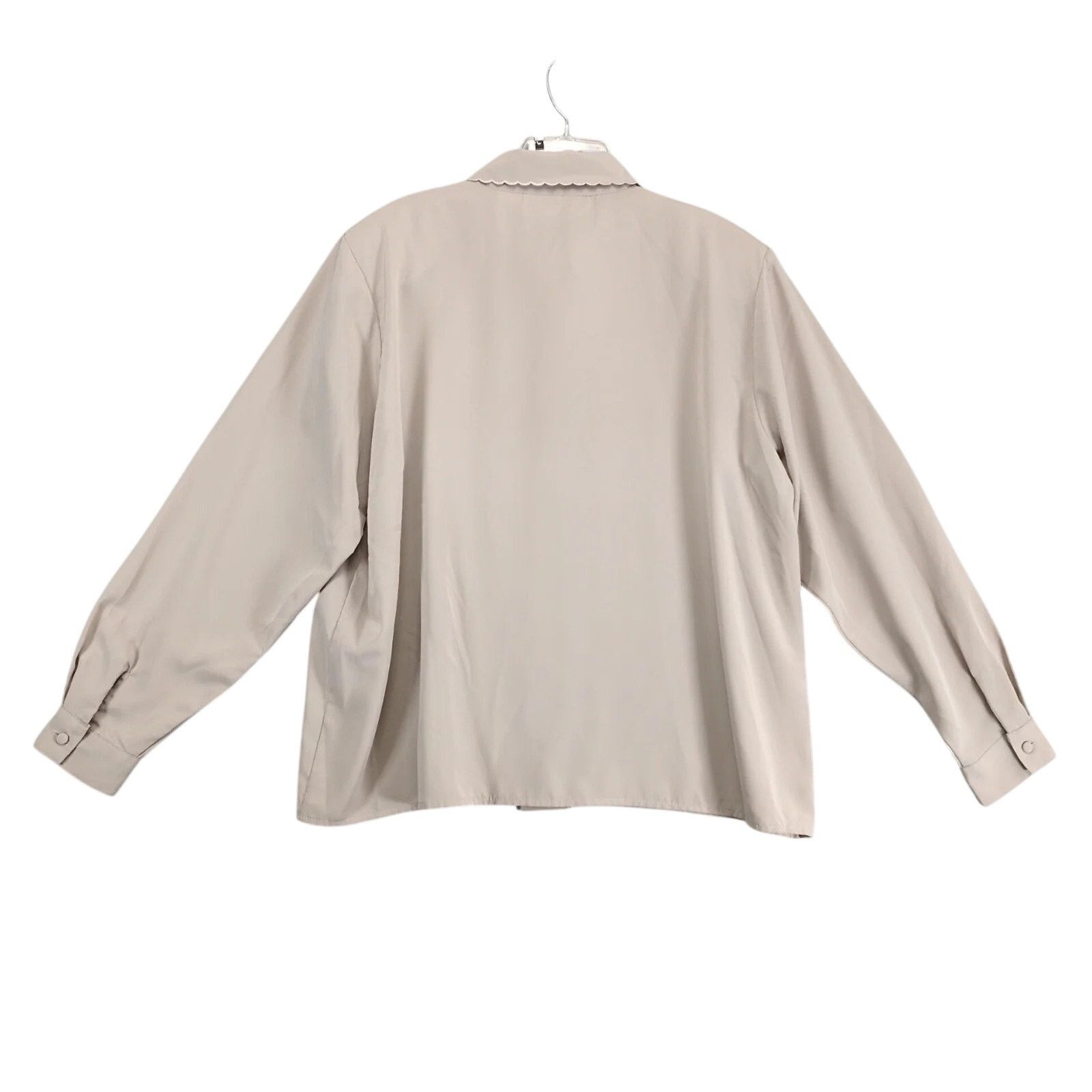 Vintage Yves St Clair Tan Blouse Women's 20W Embroidered Lace Collar Size 3XL / US 20-22 - 2 Thumbnail