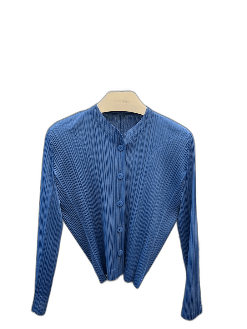 Issey Miyake Issey Miyake Blue Pleated Button Cardigan Size XS / US 0-2 / IT 36-38 - 1 Thumbnail