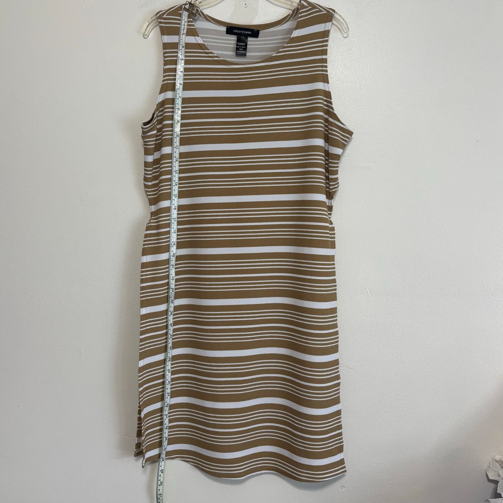 Other Ashley Stewart Brown & White Sleeveless Tunic Size 14/16 Size XL / US 12-14 / IT 48-50 - 3 Thumbnail