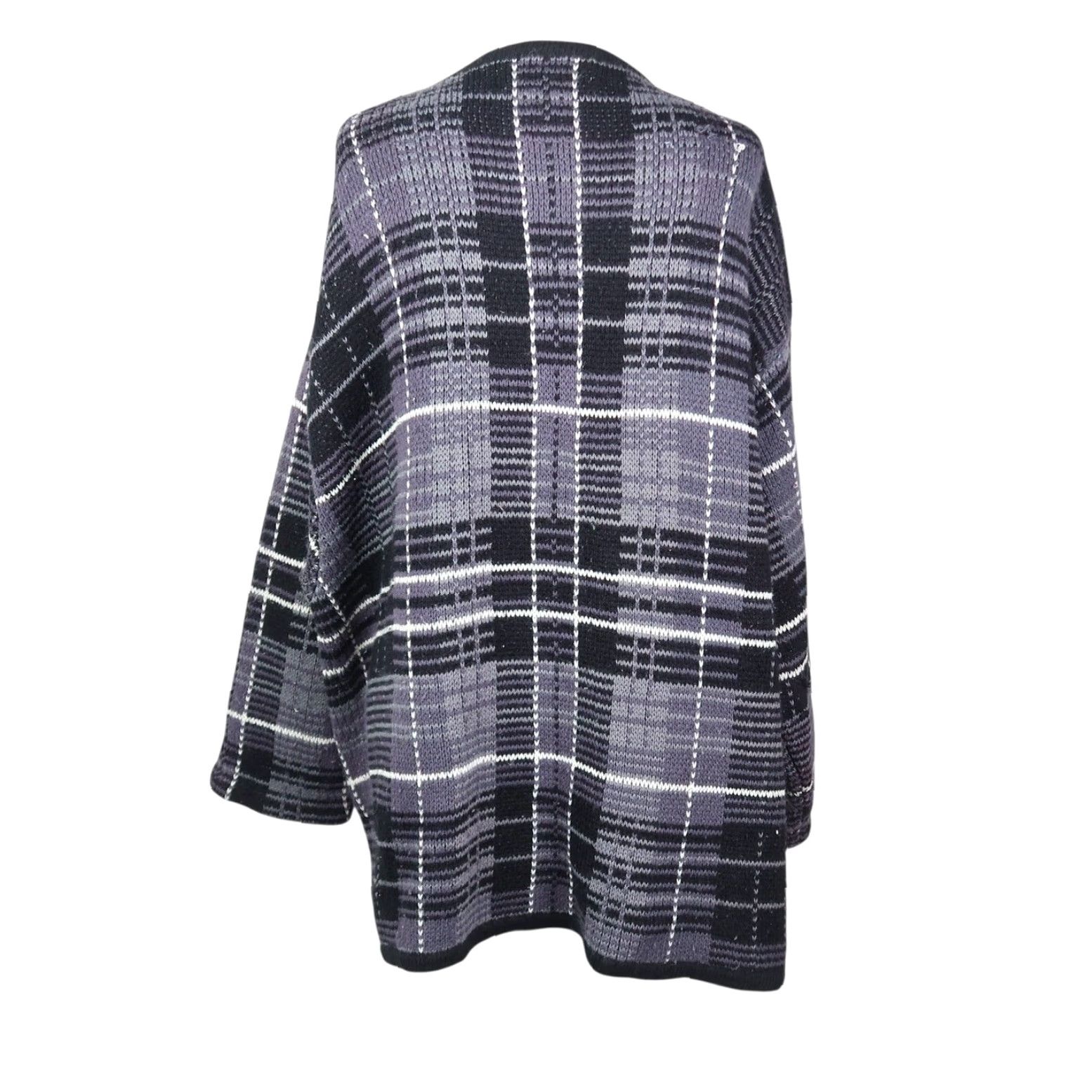 Brandblack VINTAGE Kobe Cardigan Sweater 3XL Womens Plaid Knit Acrylic Long Sleeve Size XXL / US 16-18 / IT 52-54 - 4 Thumbnail