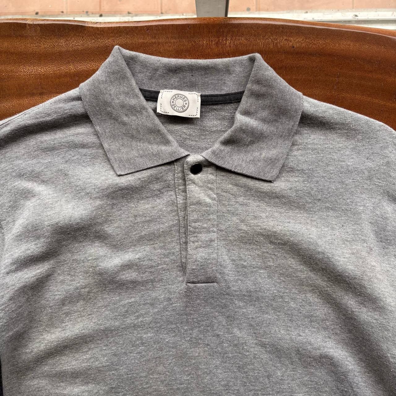 Hermes Hermes Sellier Side ( H ) Longsleeve Grey Polo Shirt Size US L / EU 52-54 / 3 - 5 Thumbnail