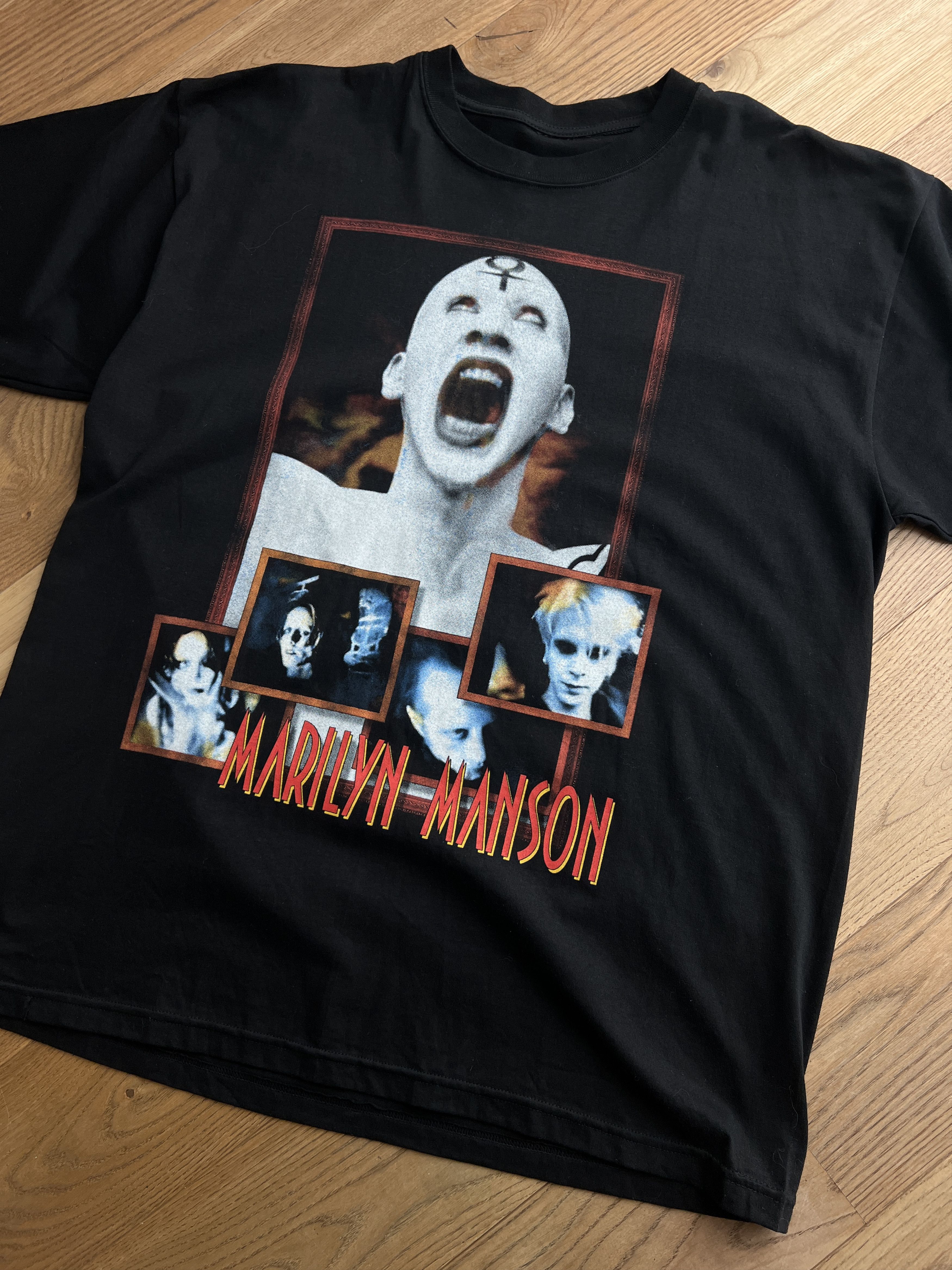 Marilyn Manson 2000s t shirt promo rock band tee big face