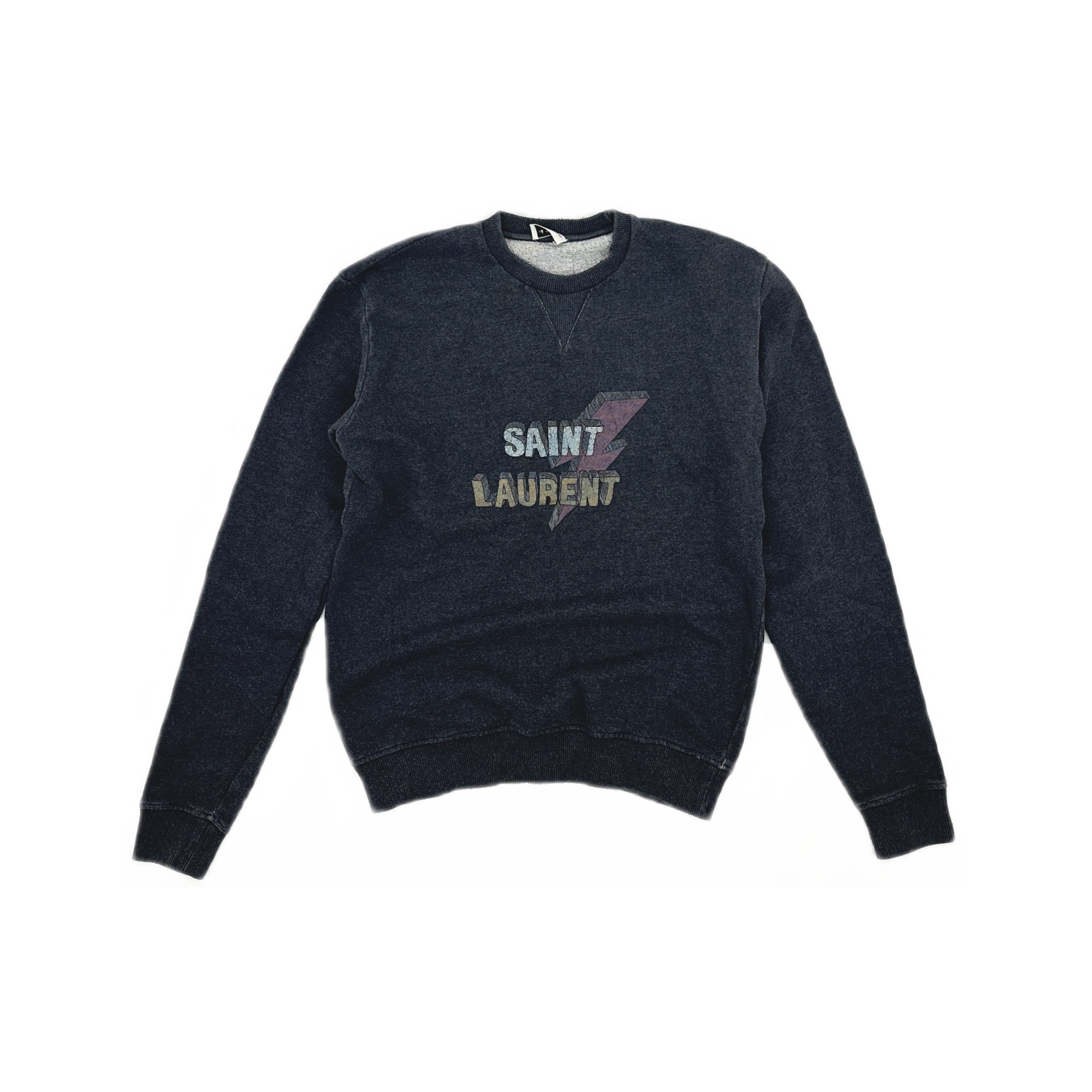 Saint Laurent Paris Saint Laurent Logo Lightning Sweatshirt Gray Size M Size US M / EU 48-50 / 2 - 1 Thumbnail