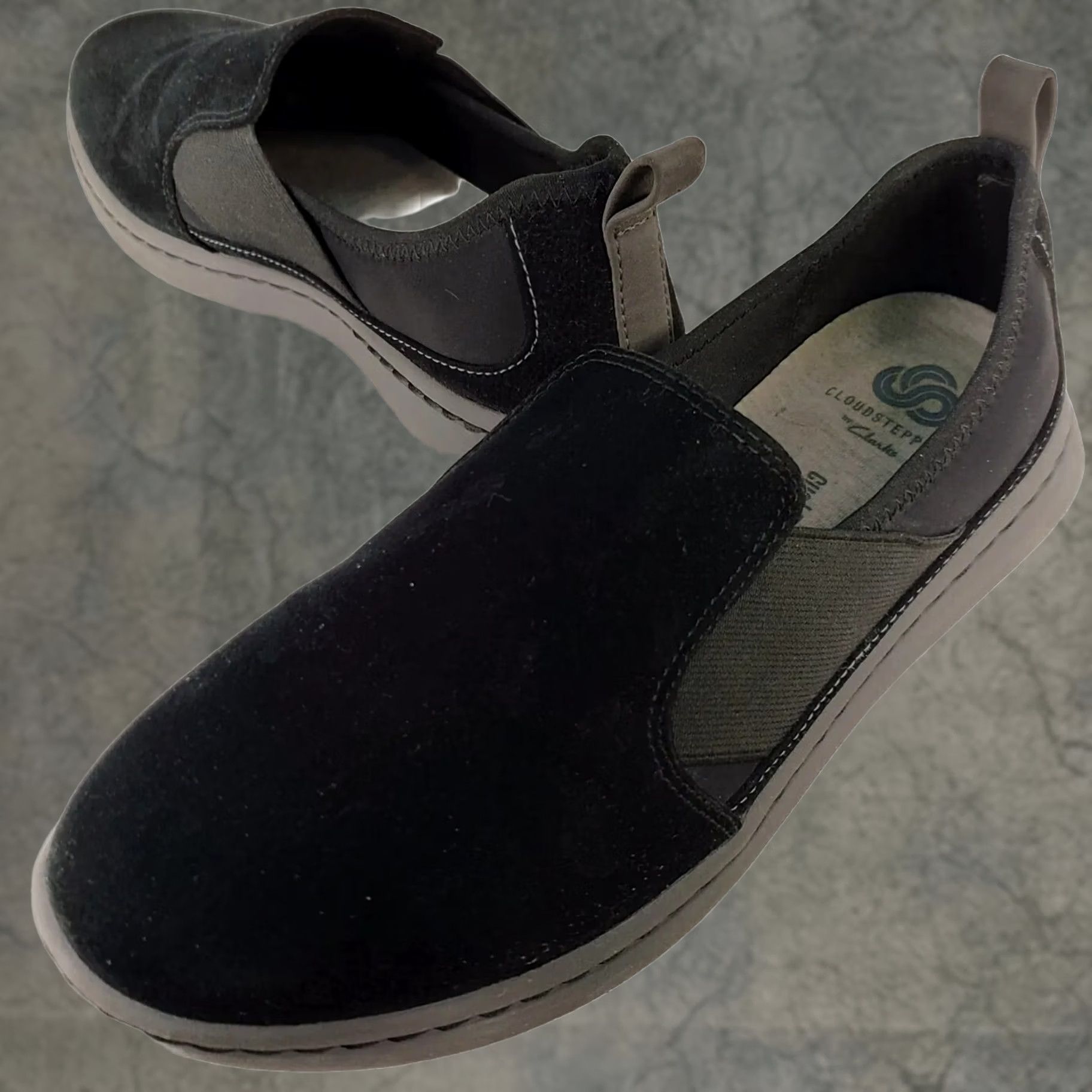 Clarks VINTAGE Sillian Paz Clarks Cloudsteppers Women's Flat Shoes Loafer Black Wide W 6.5US/4UK/37EU–Slip On Comfort Size US 7 / IT 37 - 1 Thumbnail