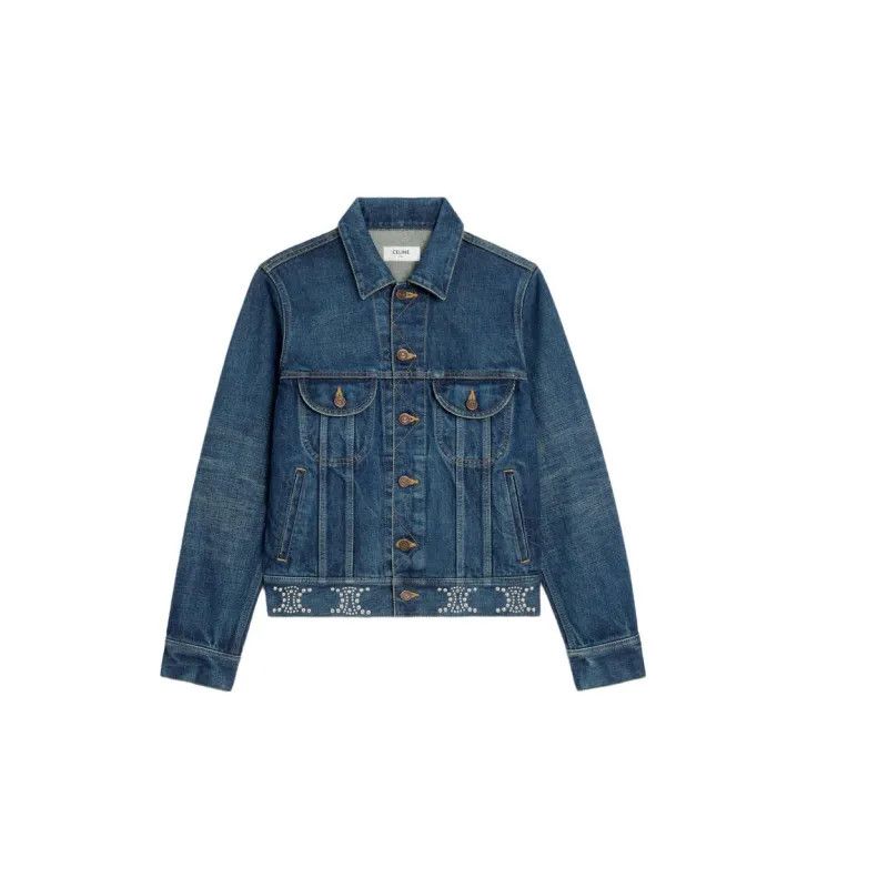 Celine o1w1db10125 2Q700107P Trucker Denim Jacket in Blue Size XS / US 0-2 / IT 36-38 - 1 Thumbnail