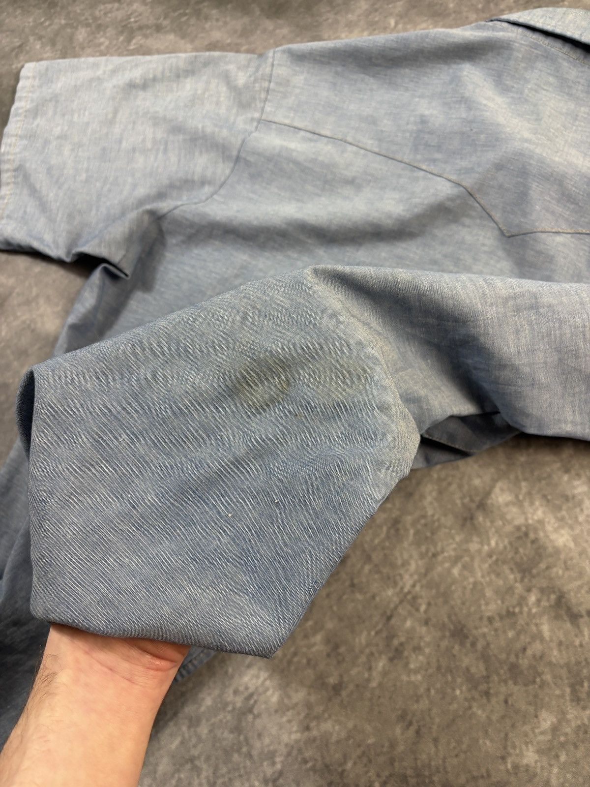 Sears × Vintage 70s Vintage Chambray Button Up 80s Sears Roebucks Denim Polo Size US L / EU 52-54 / 3 - 10 Thumbnail