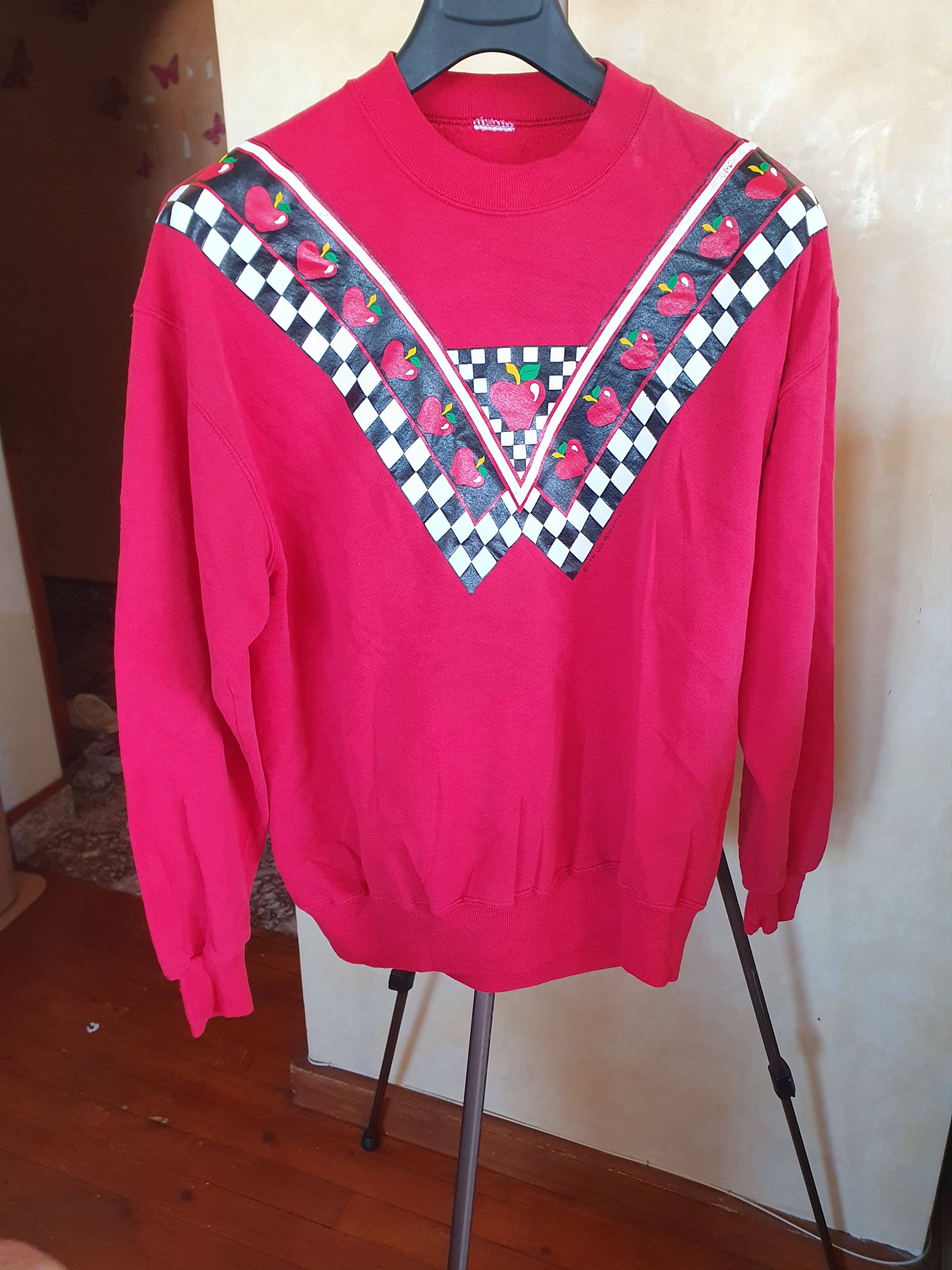 Vintage Vicki Melhart Vtg 1991 Sweatshirt Apple Checkered Retro sz M Size US M / EU 48-50 / 2 - 4 Thumbnail