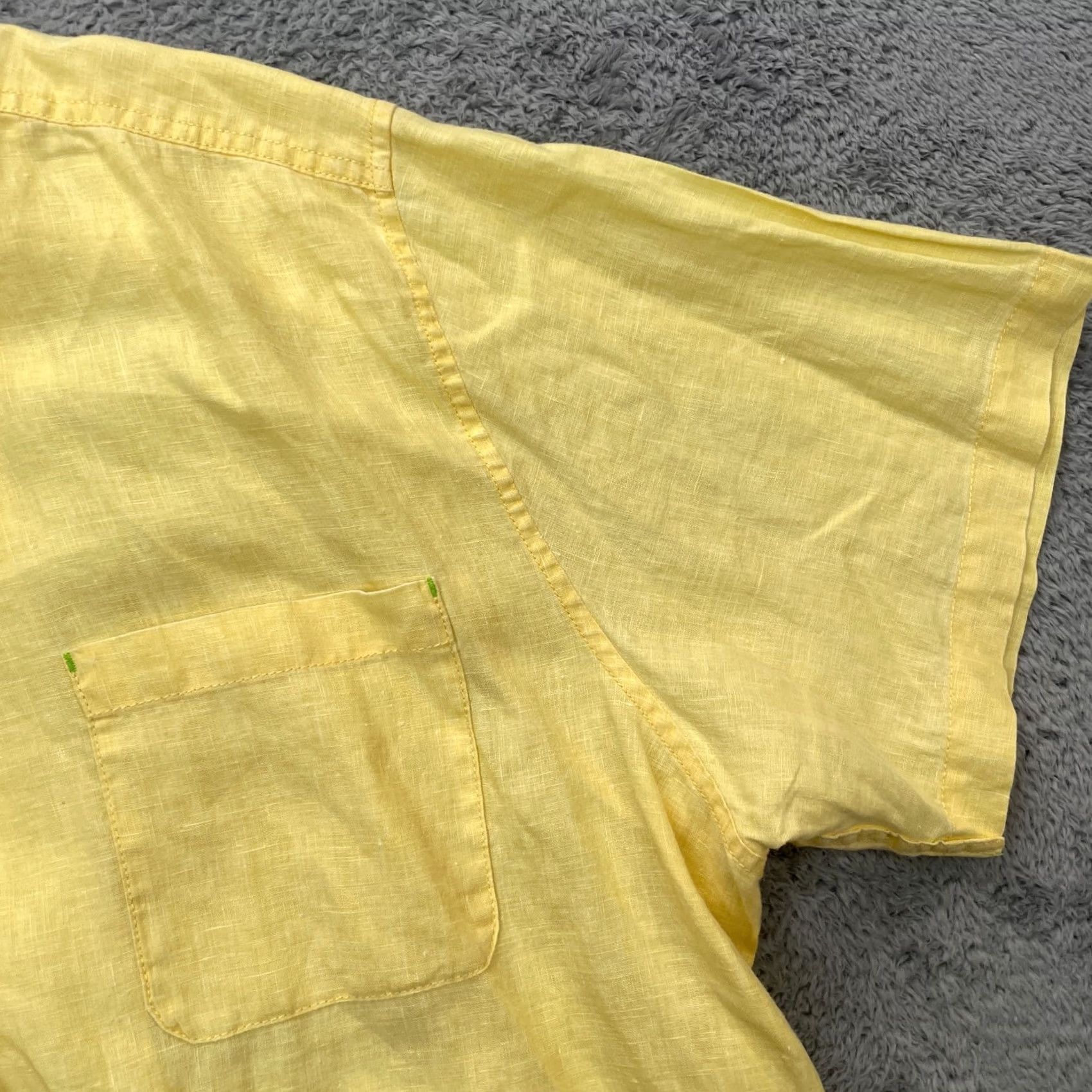 Tommy Bahama VINTAGE Tommy Bahama Shirt Mens XL Yellow Linen Pleated Button Up Side Slit Size US XL / EU 56 / 4 - 7 Thumbnail