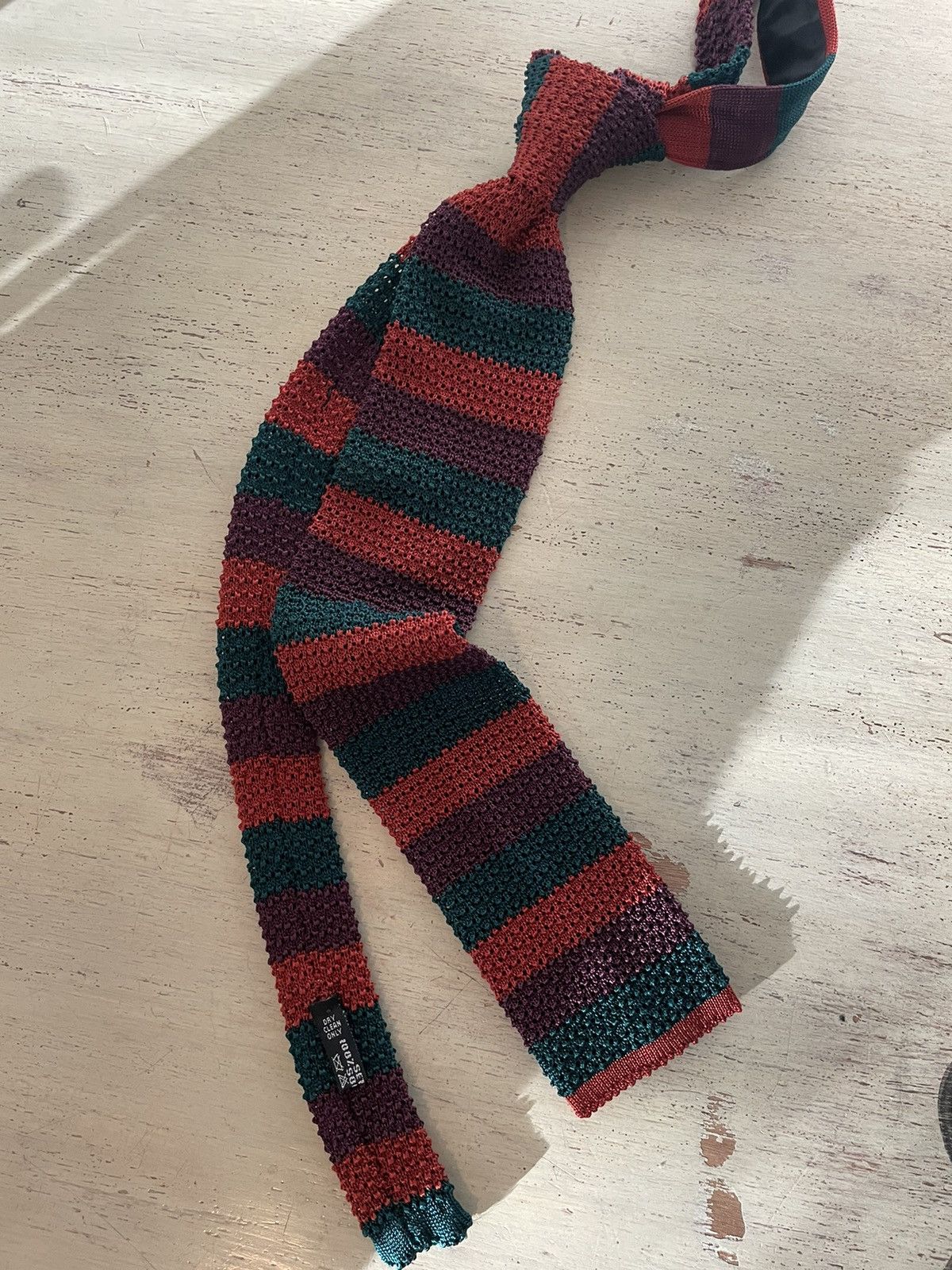 Paul Stuart Striped Silk Knit Tie Size ONE SIZE - 1 Thumbnail