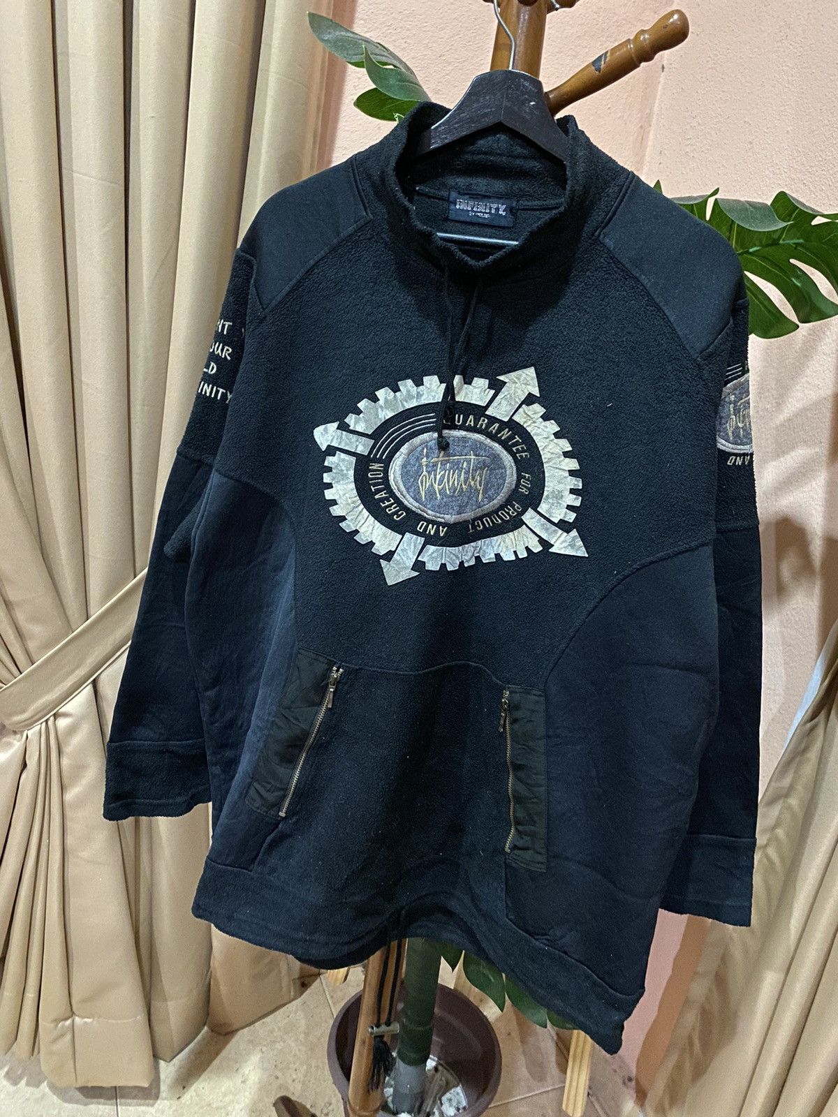 Issey Miyake Infinity Black Quarter-Zip Fleece Pullover with Industrial Size US L / EU 52-54 / 3 - 2 Thumbnail