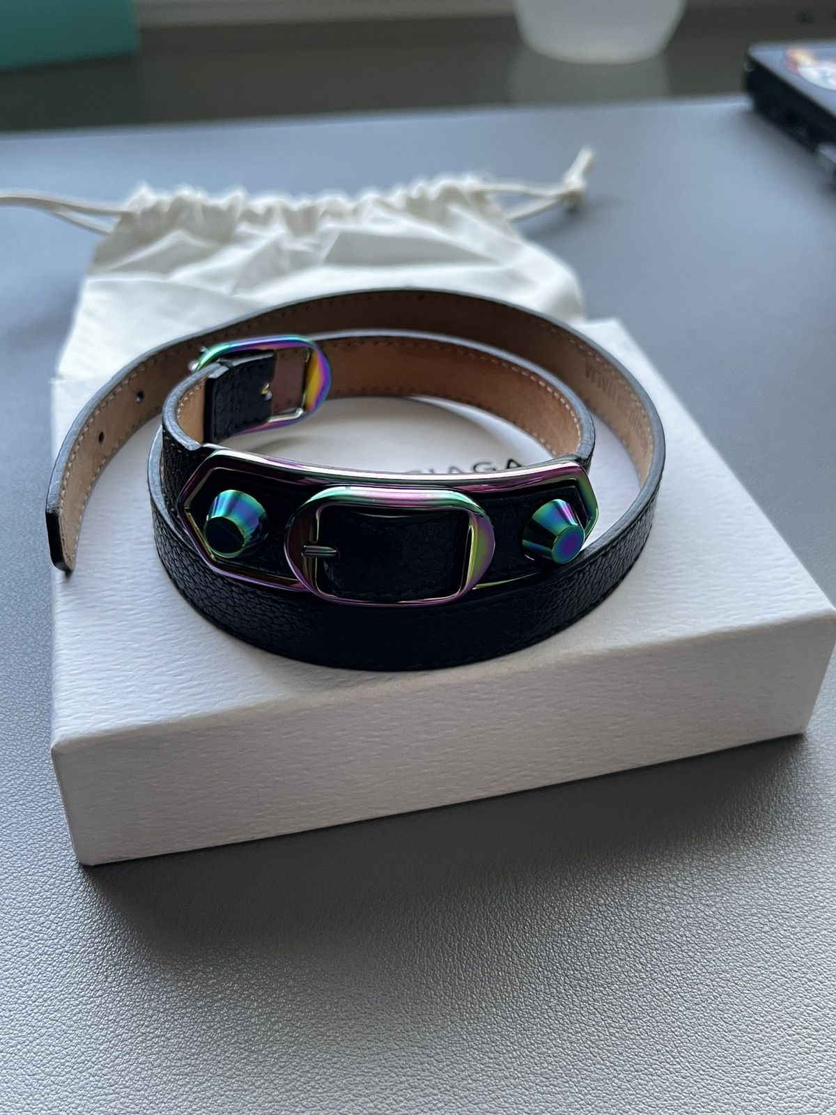Balenciaga Balenciaga Black Leather Triple Tour Bracelet Size ONE SIZE - 8 Thumbnail