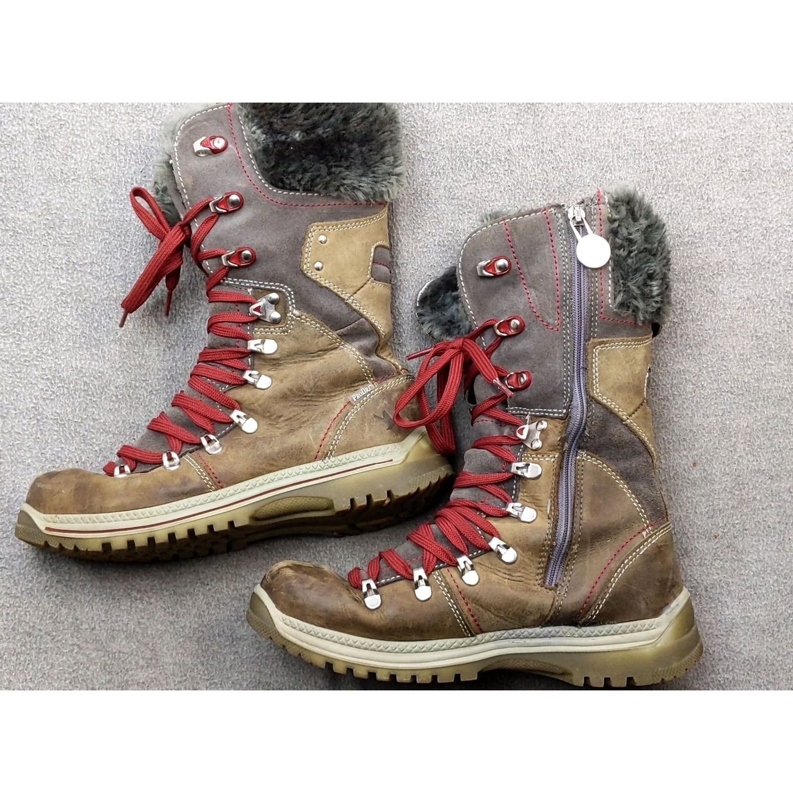 Vintage Santana Canada Boots Womens 7 38 Brown Gray Fur Lined Winter Snow Hiking Size US 7 / IT 37 - 2 Thumbnail