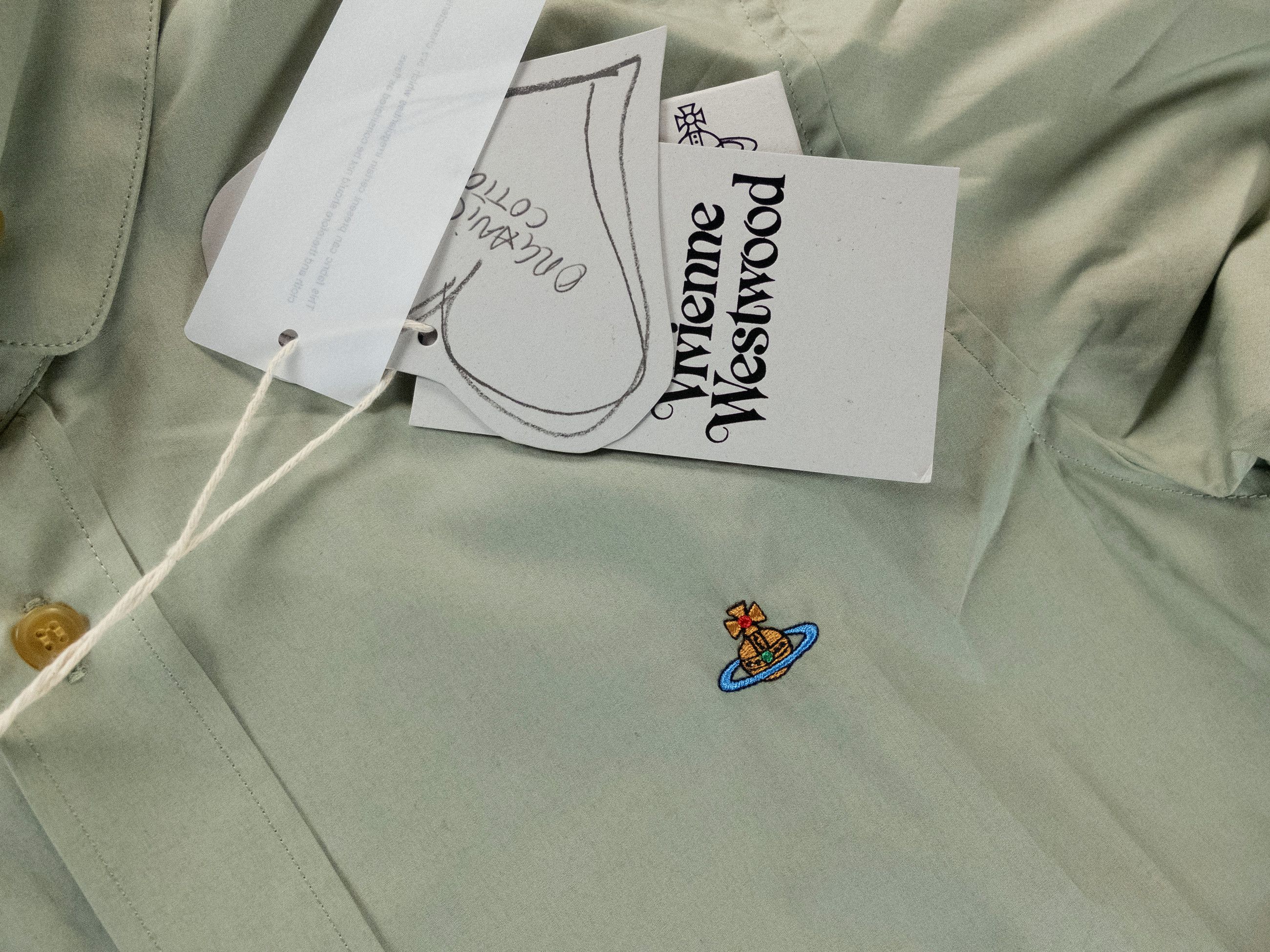 VIVIENNE WESTWOOD green small orb embroidered shirt Medium