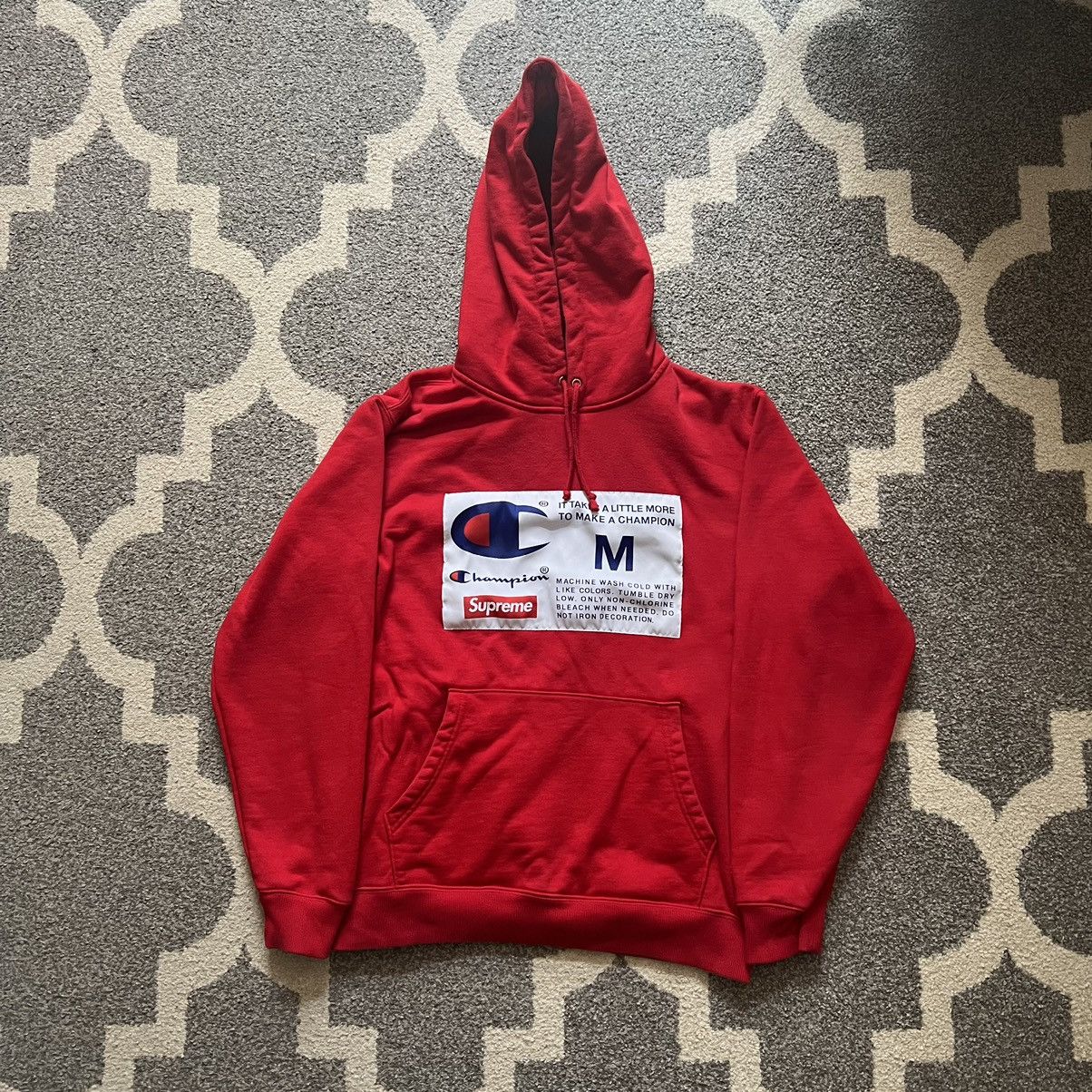 Supreme supreme champion collab label graphic logo hoodie Grailed