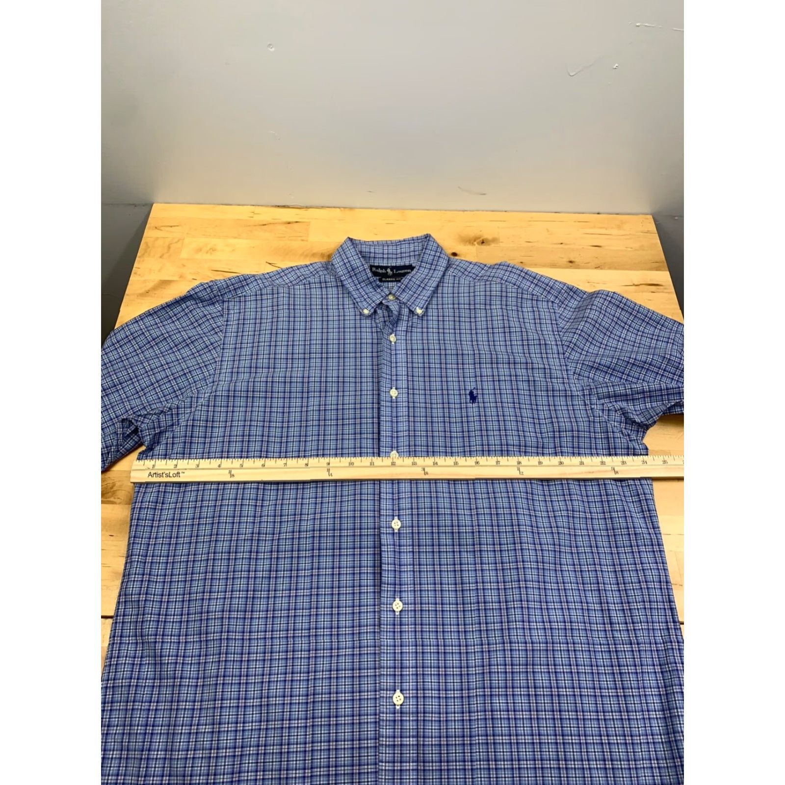 Ralph Lauren Ralph Lauren Shirt Mens L Blue Check Button Down Short Sleeve Classic Fit 10588 Size US L / EU 52-54 / 3 - 4 Thumbnail