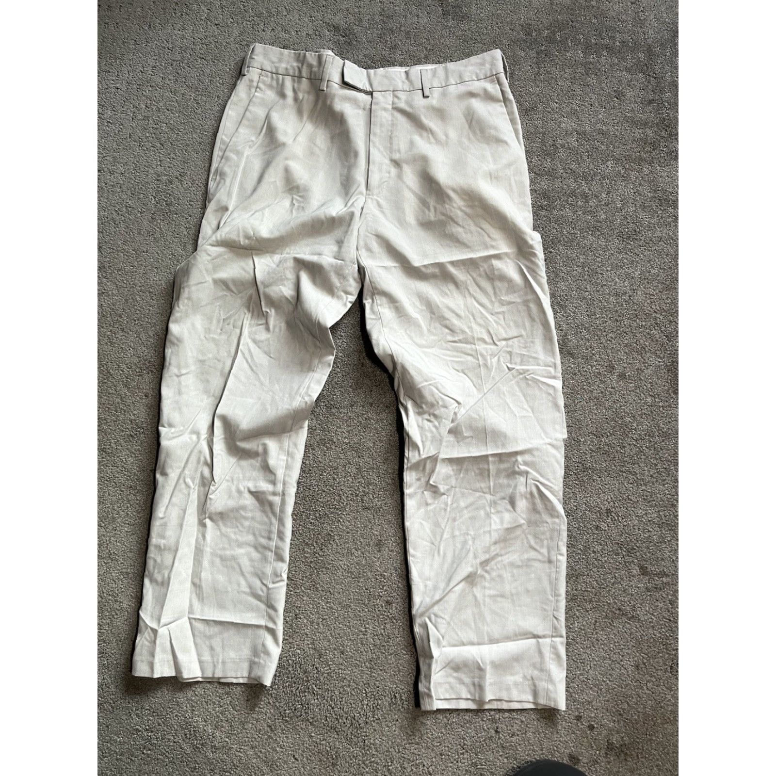 Kenneth Cole KENNETH COLE flat front PANTS 34x30 Beige Ivory Solid Dress Pants Size US 34 / EU 50 - 2 Thumbnail