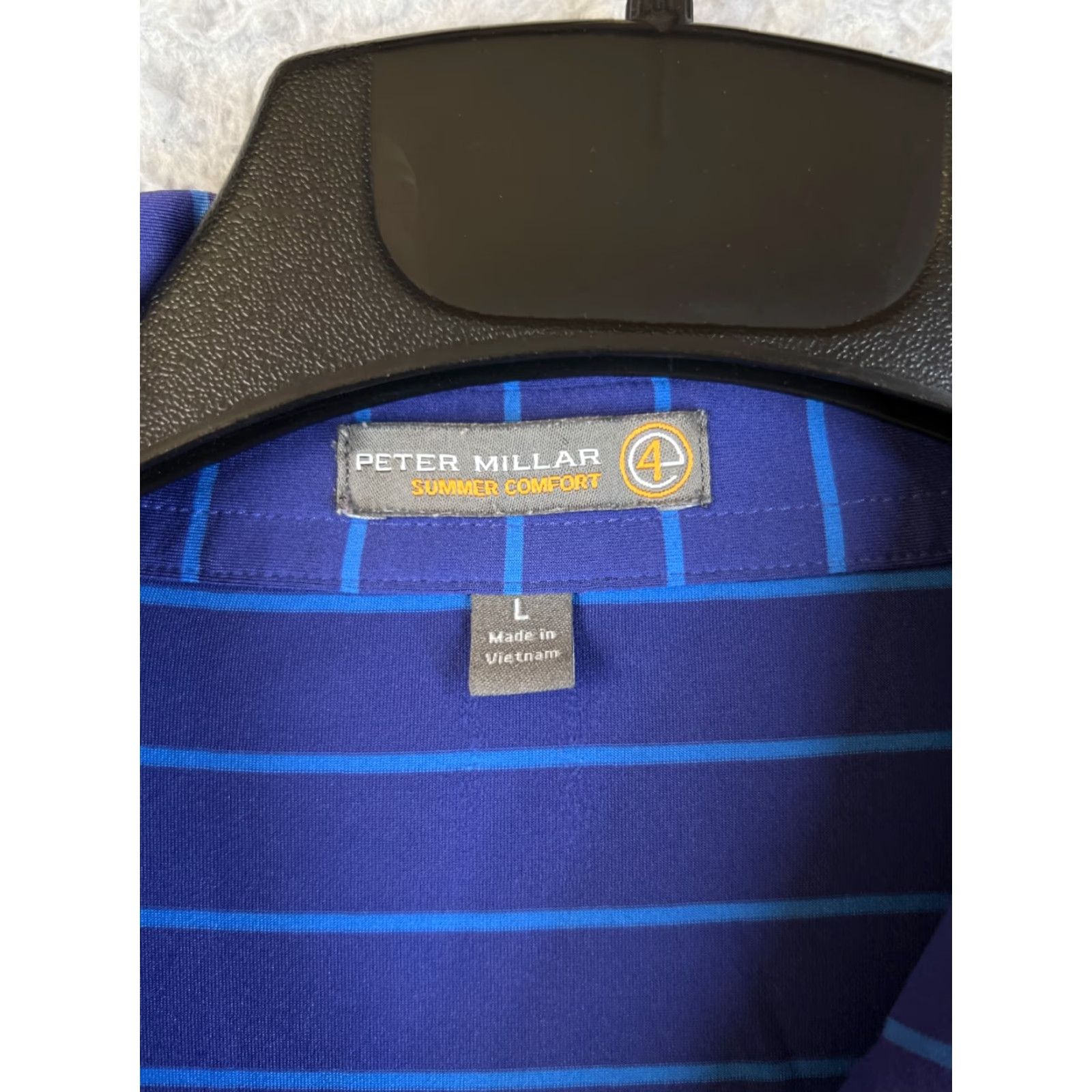 Peter Millar Peter Millar Polo Shirt Mens Large Blue Stripe Golf Summer Comfort Outdoor Wear Size US L / EU 52-54 / 3 - 3 Thumbnail