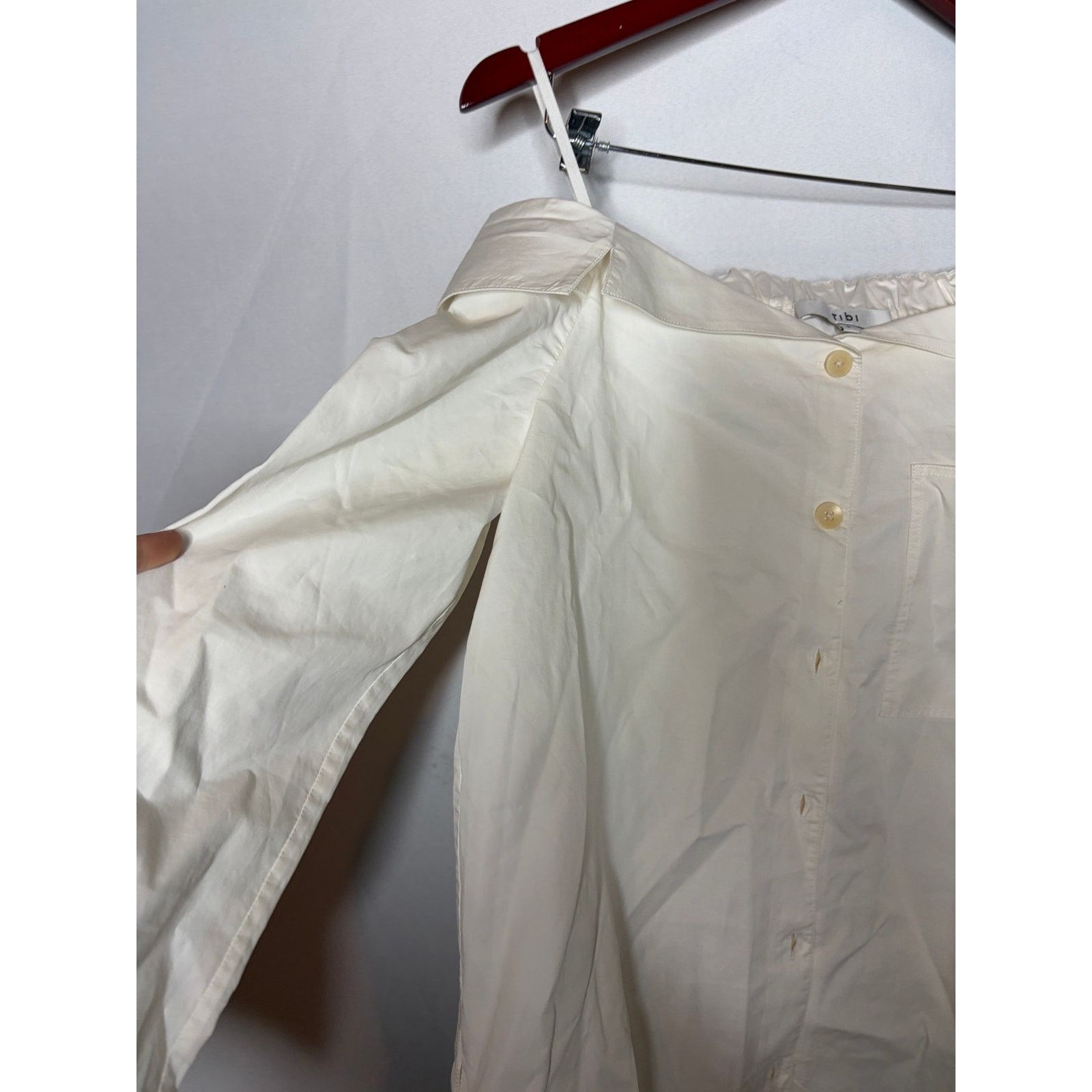 Tibi Tibi white off shoulder button down blouse shirt sz 2 Size XS / US 0-2 / IT 36-38 - 3 Thumbnail
