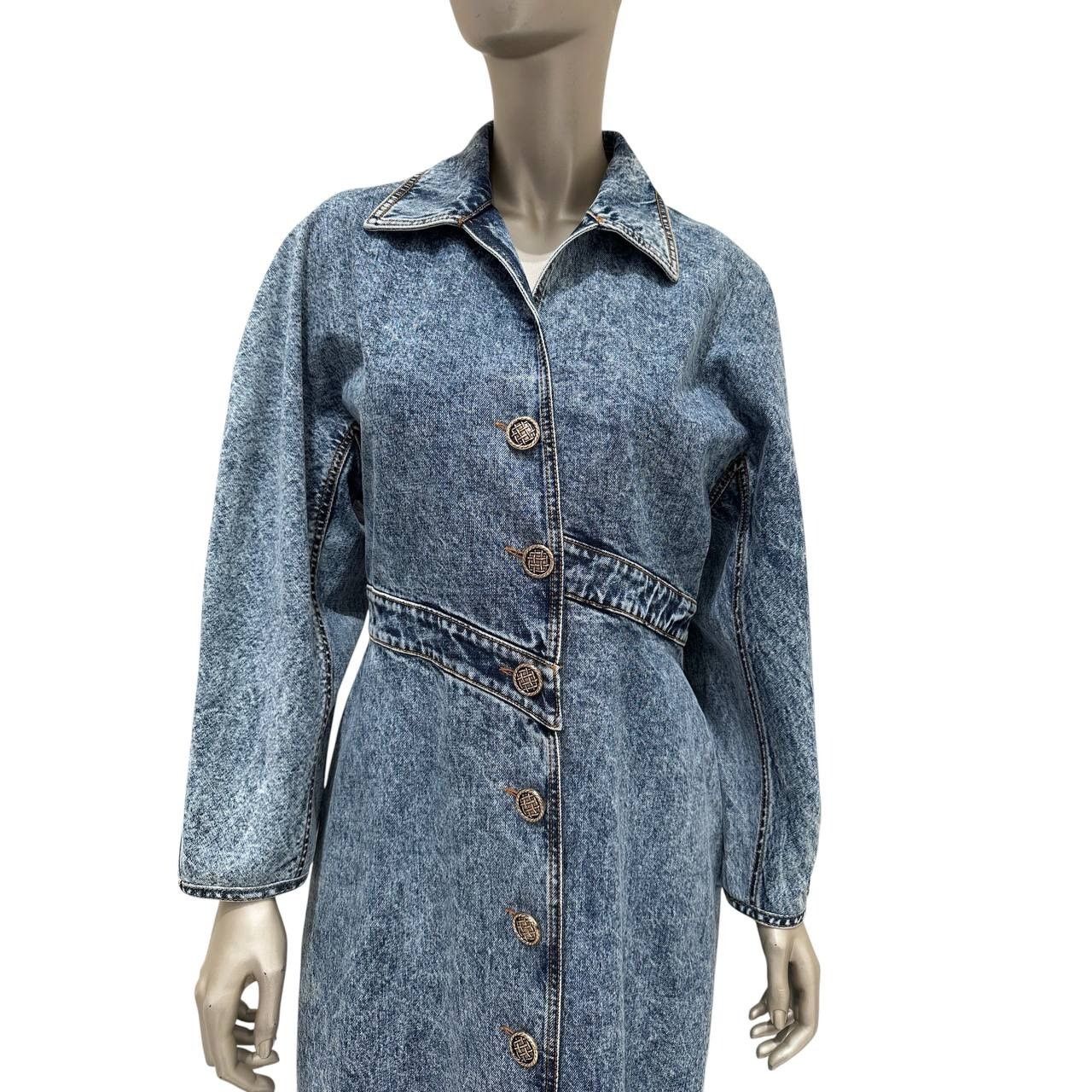 Alaia Alaïa Blue Faded Denim Asymmetric Trench Coat Sz 42 Size M / US 6-8 / IT 42-44 - 4 Thumbnail