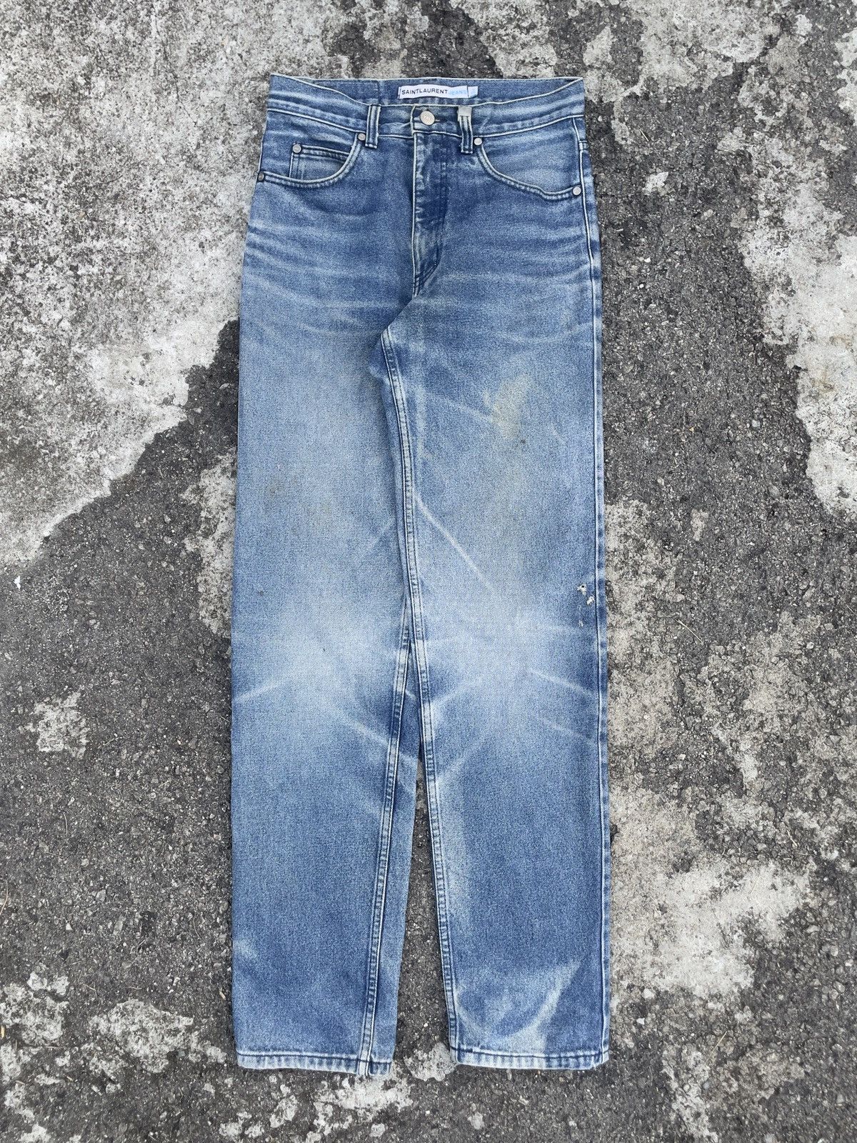 Yves Saint Laurent Vintage Saint Laurent Jeans Mud Wash Whiskering Distressed Size US 29 - 1 Thumbnail