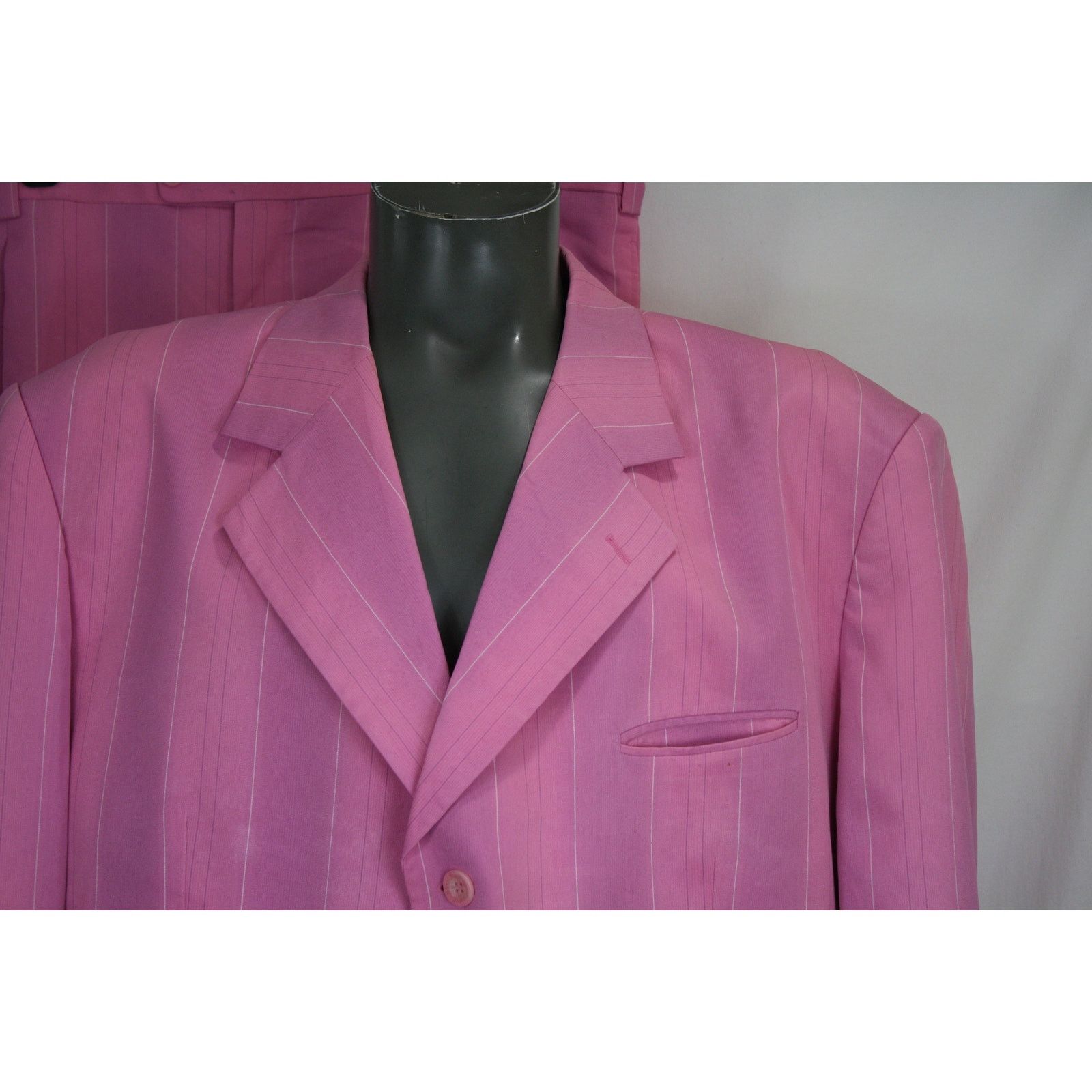 Falcone Vintage Falcone Pink Pinstripe Zoot Suit Mens 58L 46x31 Size 54L - 2 Thumbnail
