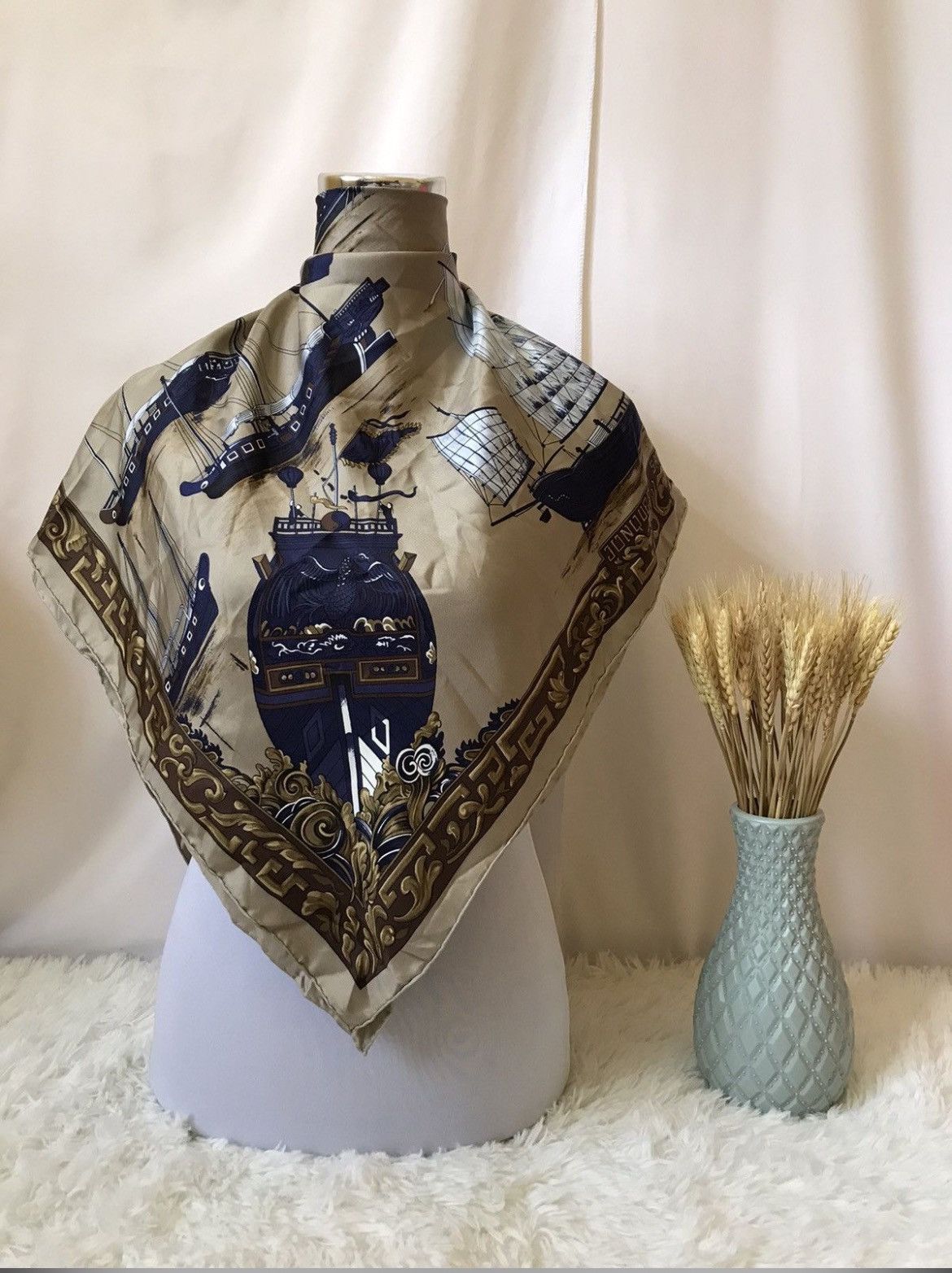 Hermes Hermes Ship Design by F. de La Pierrere Silk Scarf Size ONE SIZE - 1 Thumbnail