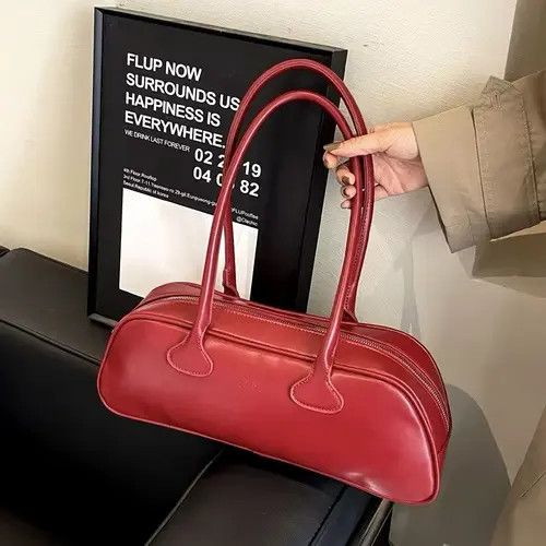 Vintage Streetwear Retro Zipper Shoulder PU Leather Bag Size ONE SIZE - 2 Thumbnail