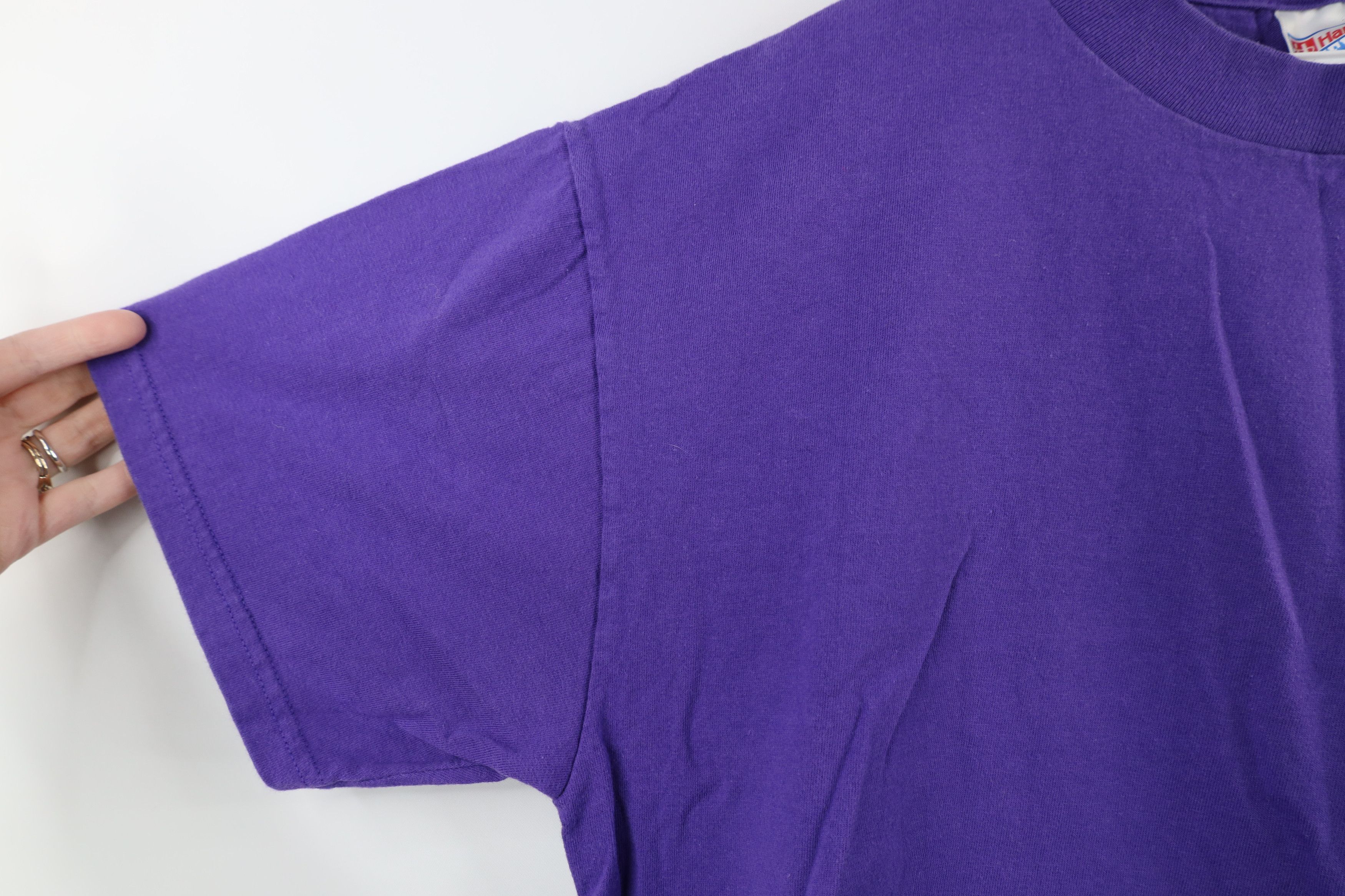 Hanes × Vintage Vintage 90s Hanes Beefy Short Sleeve T-Shirt Purple Cotton Size US L / EU 52-54 / 3 - 4 Thumbnail