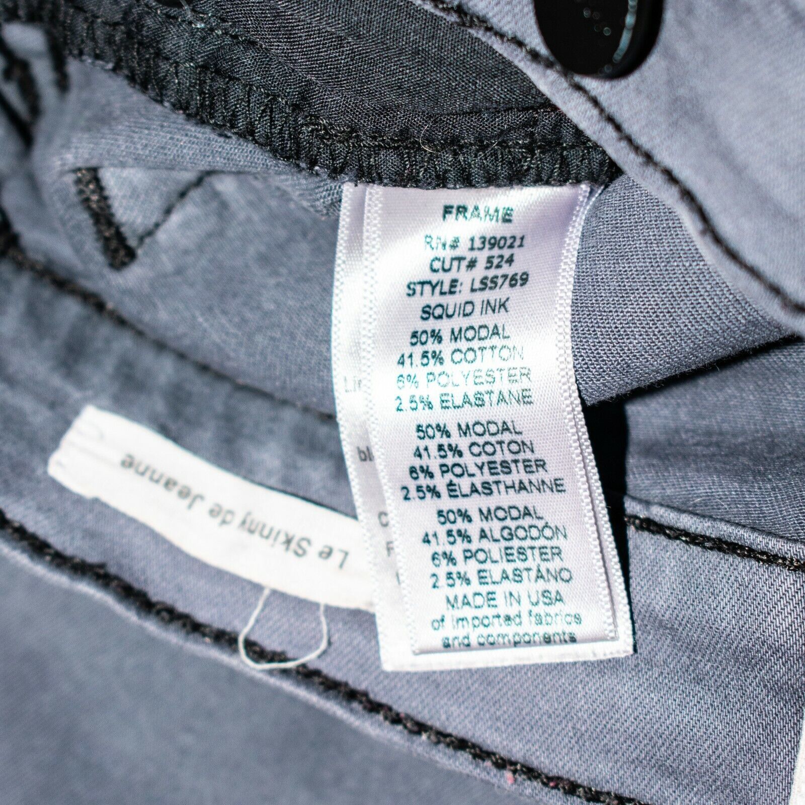 Frame FRAME Denim Le Skinny de Jeanne Jeans in Gray Squid ink Size 24" / US 00 / IT 34 - 7 Thumbnail