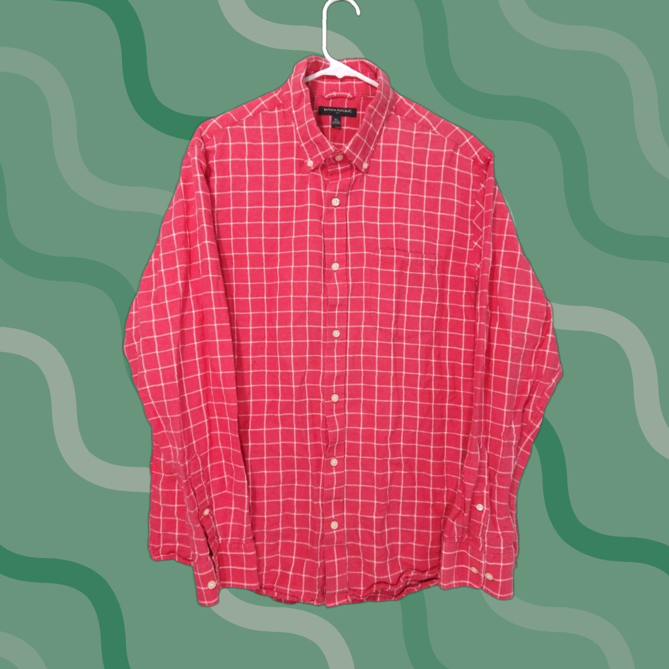 Banana Republic VINTAGE Banana Republic Shirt Mens XL Red Plaid Linen Blend Long Sleeve Button- Down Size US XL / EU 56 / 4 - 1 Thumbnail