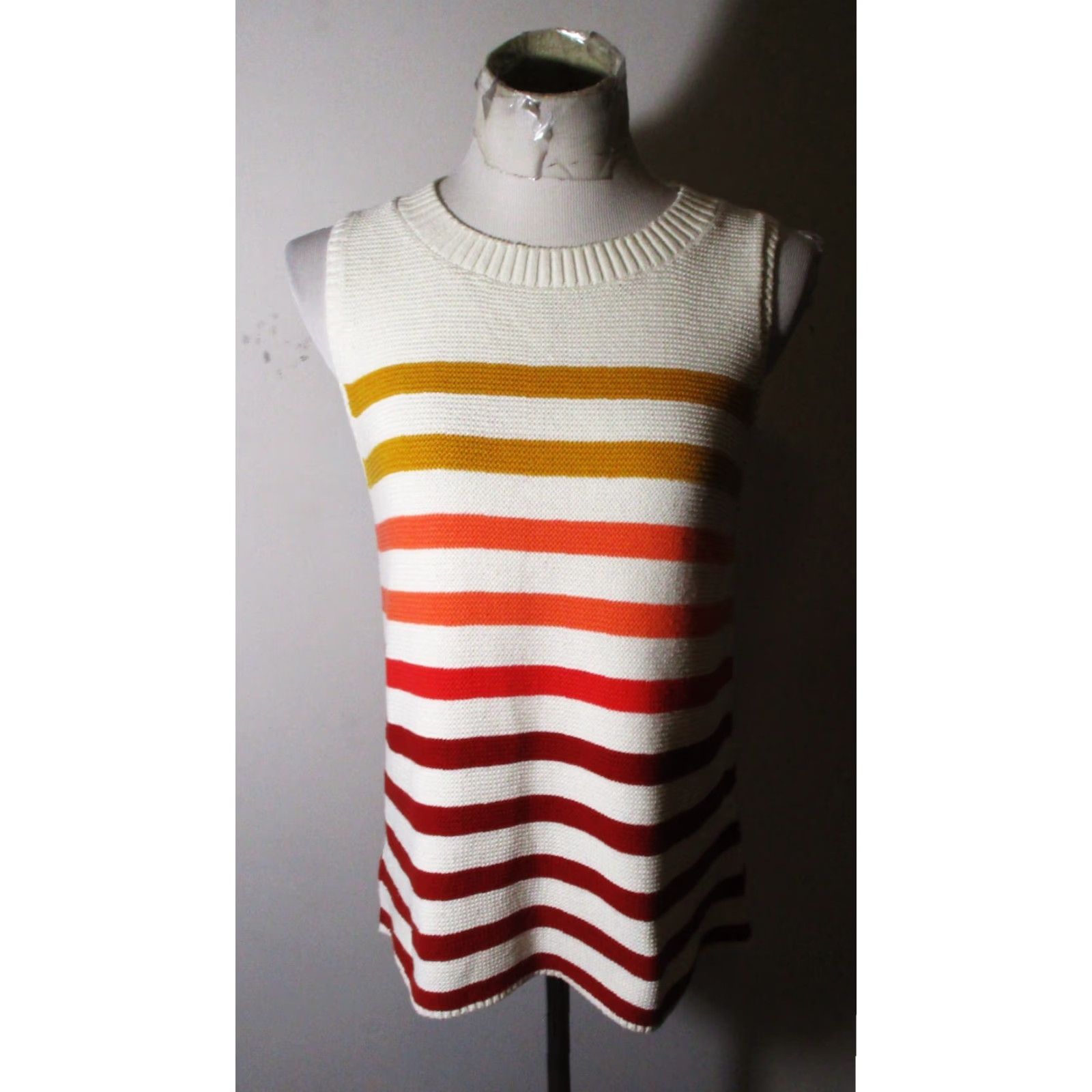 Lucky Brand LUCKY BRAND Beige Rust Heavy Knit Sleeveless Top L Shirt Women Sleeveless Printed Striped Casual Knits 2000s? Size L / US 10 / IT 46 - 2 Thumbnail