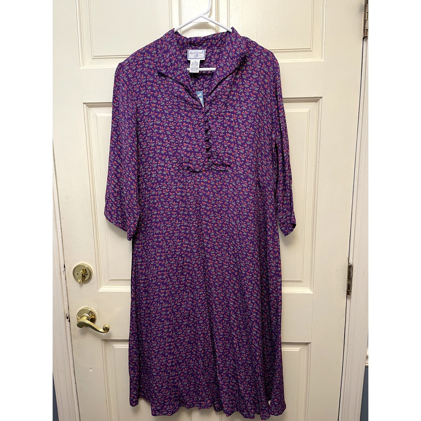 April 77 April Cornell Aimee Purple Dress New Size Med Button front Size M / US 6-8 / IT 42-44 - 2 Thumbnail