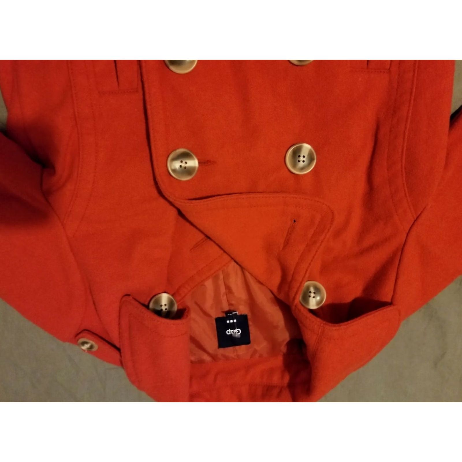 Gap VINTAGE Gap Peacoat Jacket XS Orange Womens Size XS / US 0-2 / IT 36-38 - 2 Thumbnail