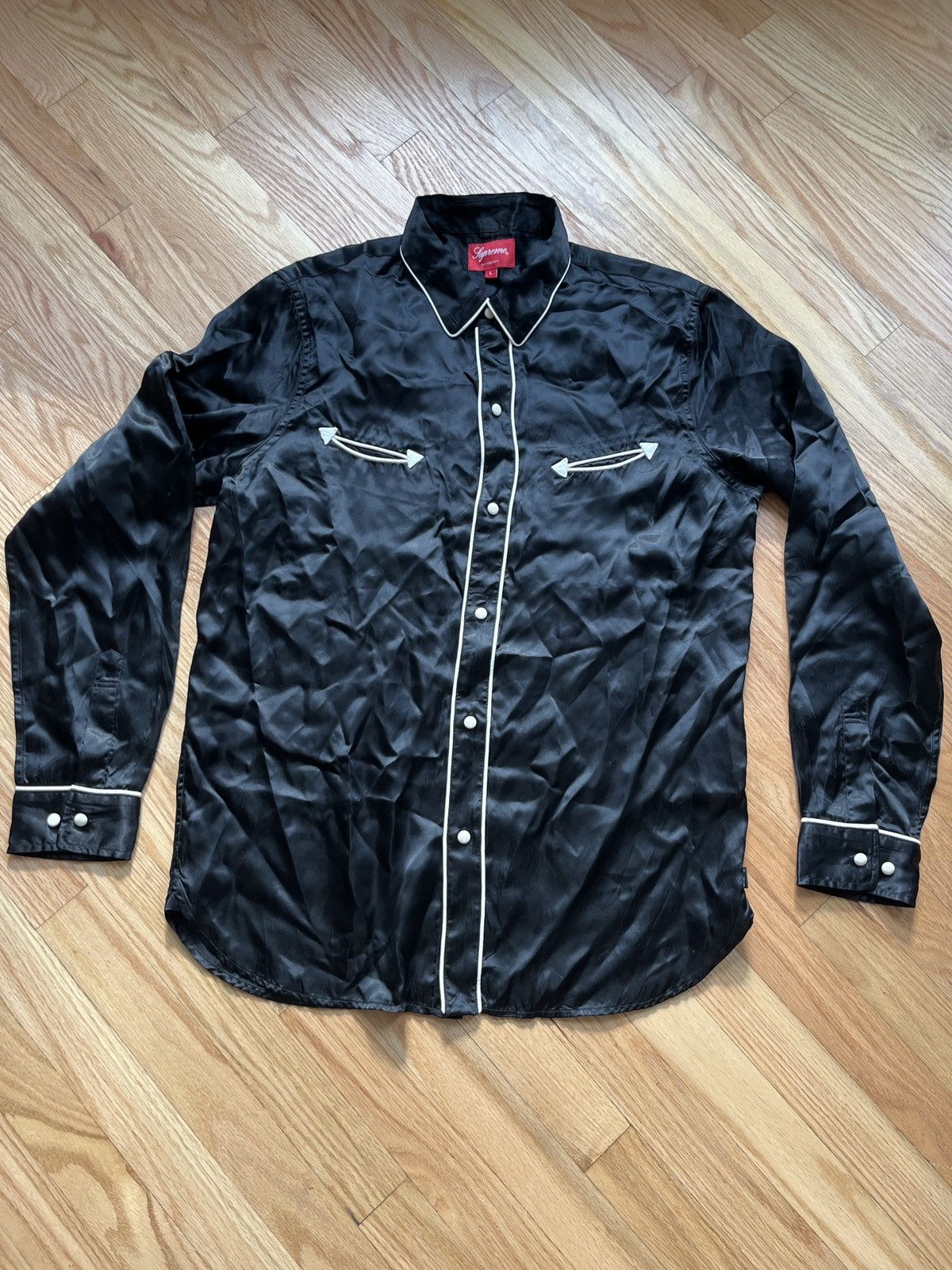 Supreme Supreme Black Rayon Silk Western Cowboy Shirt Large | Grailed