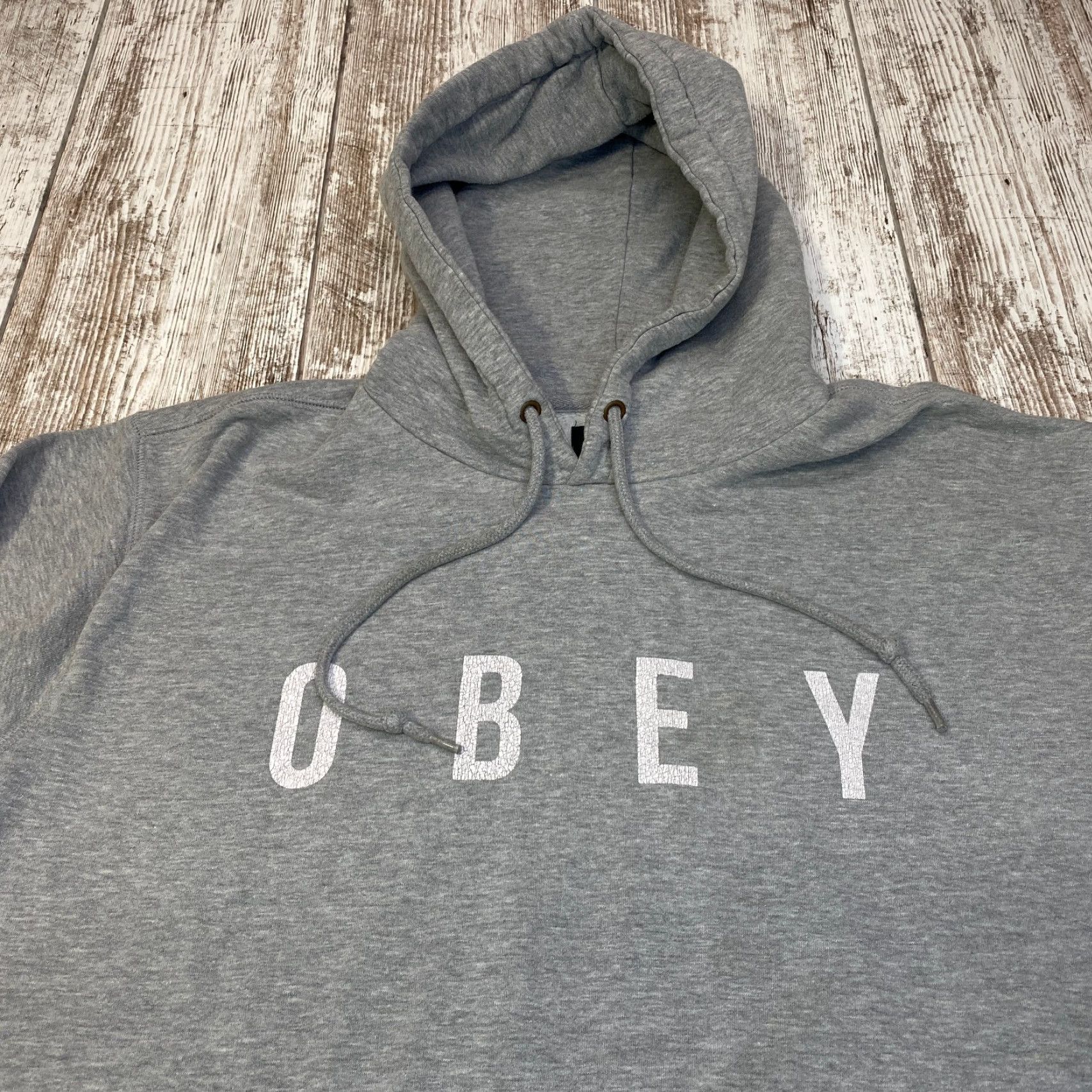 Obey OBEY Hoodie Men Medium Gray Solid Spell Out Sweatshirt Pullover Streetwear 7262 Size US M / EU 48-50 / 2 - 4 Thumbnail