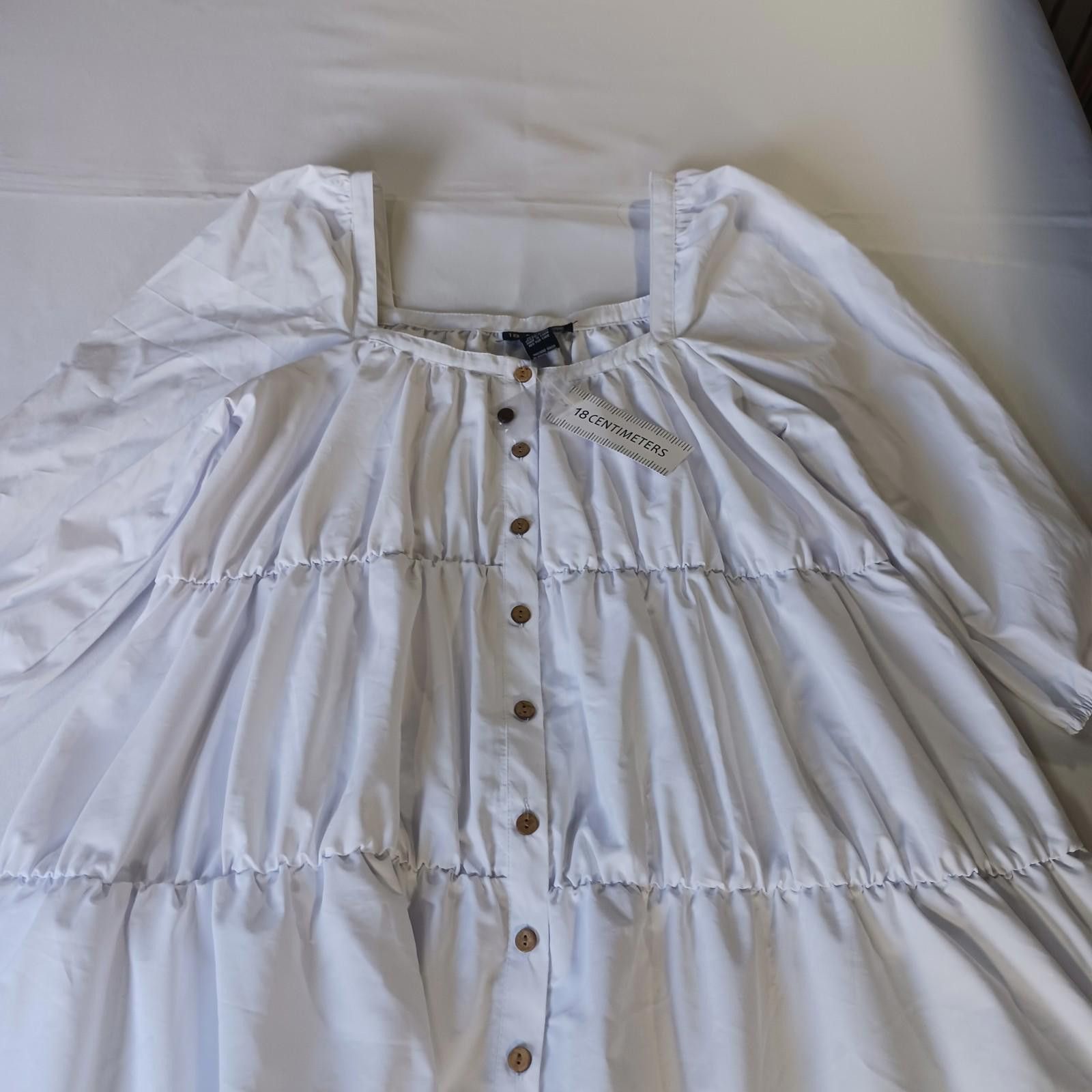 Other 18 Centimeters Women L White Button Front Square Neck Dress Size L / US 10 / IT 46 - 9 Thumbnail