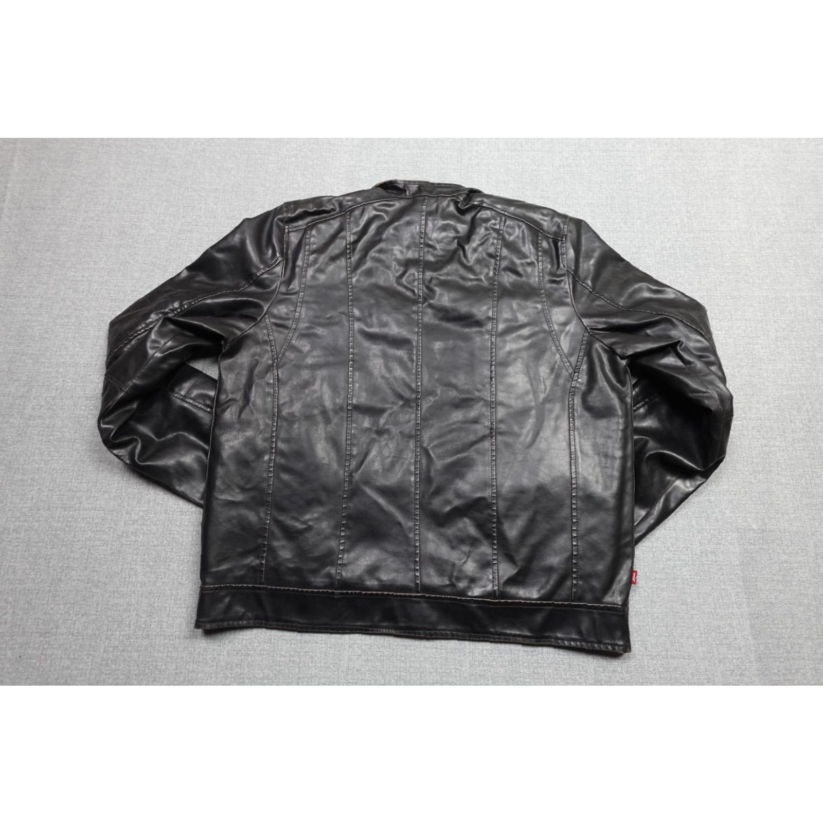 Levi's Levi's Faux Leather Jacket Mens Large Black Moto Full Zip Pockets Chin Strap Strap Tightened Chest Pockets Zipper Logo Vintage? Size US L / EU 52-54 / 3 - 5 Thumbnail