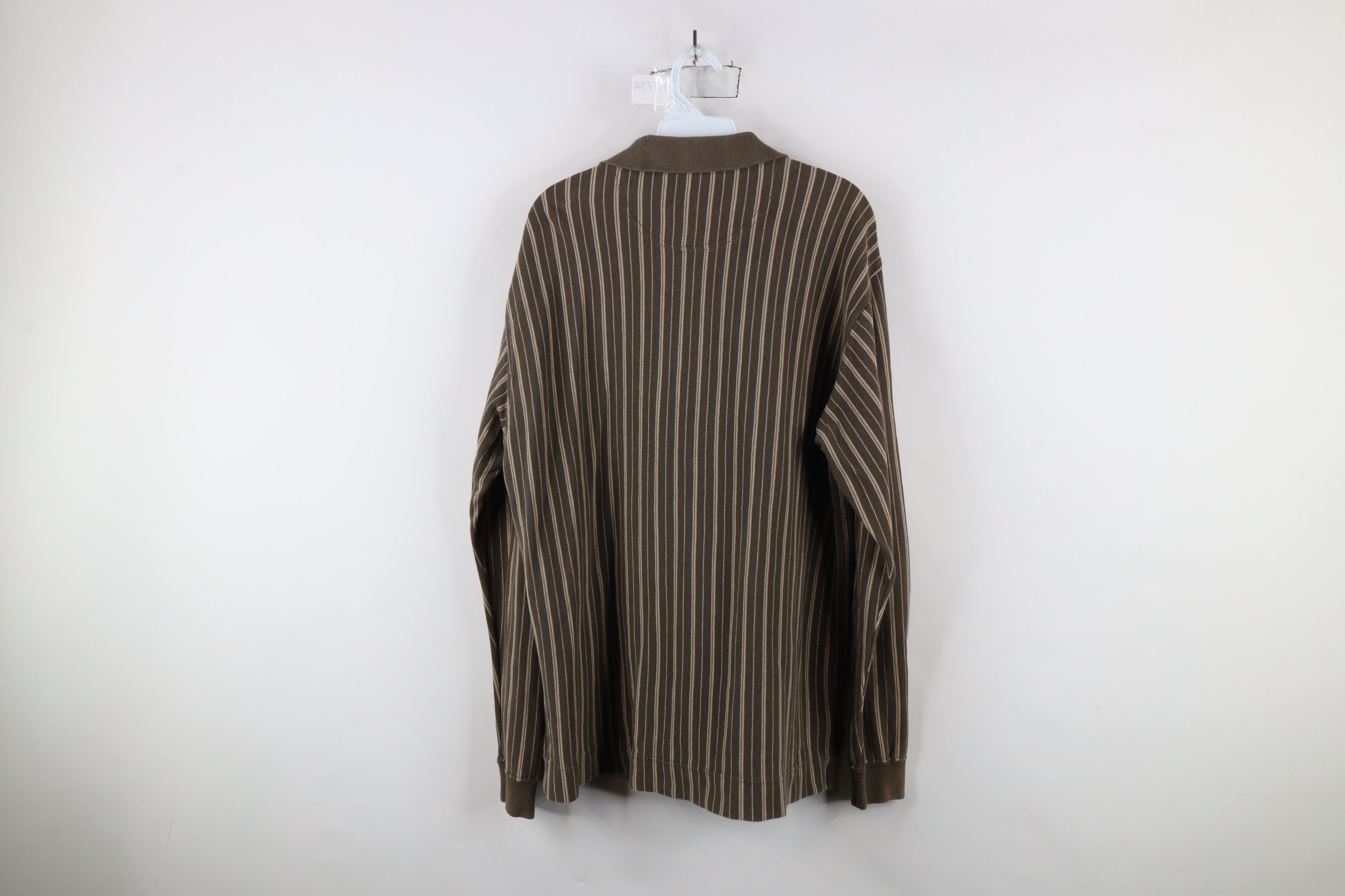 Vintage Vintage 90s Streetwear Striped Thermal Knit Long Sleeve Polo Size US L / EU 52-54 / 3 - 7 Thumbnail