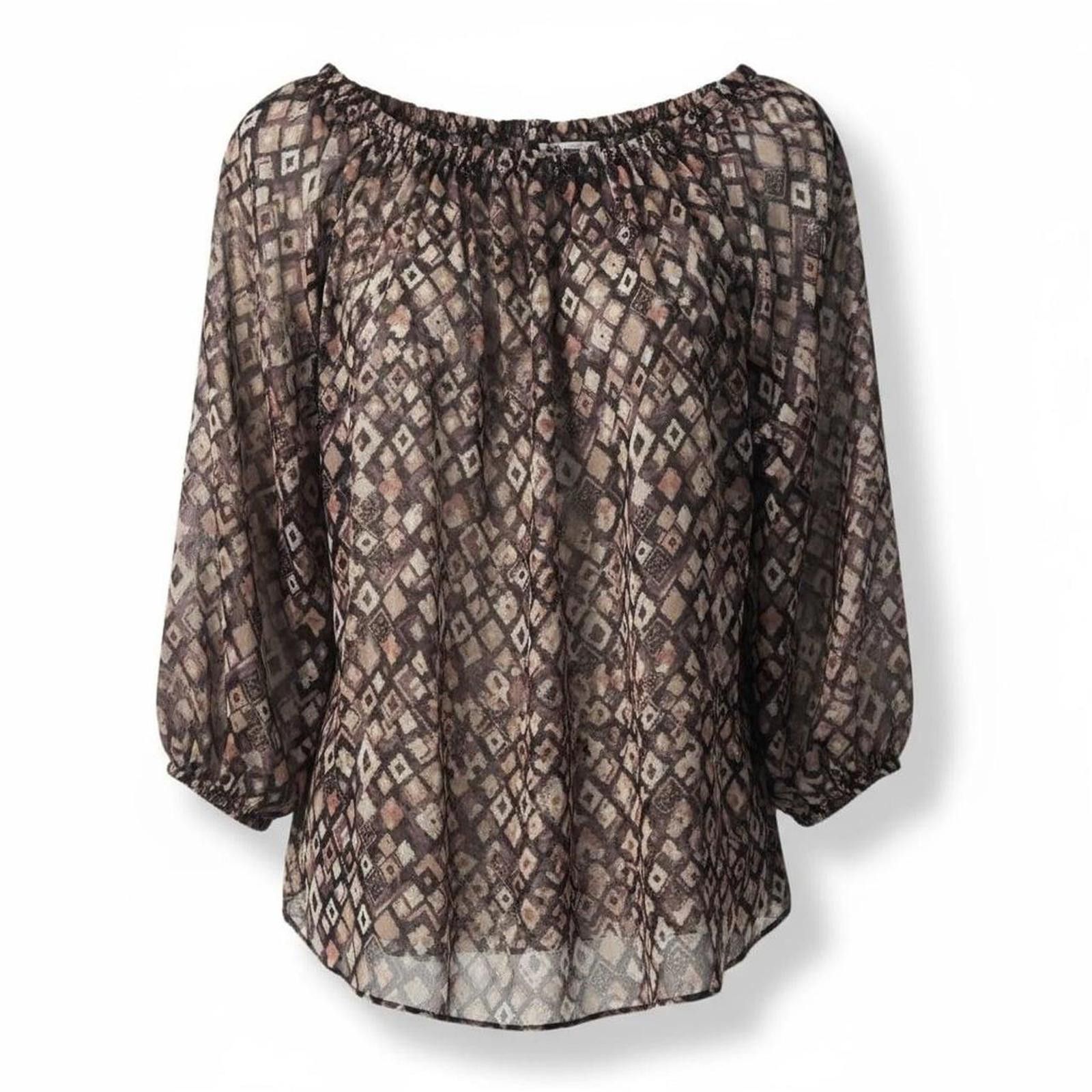 Cartoon Network Cato Fashions Black, White, and Brown Patchwork Print blouse Size L / US 10 / IT 46 - 3 Thumbnail