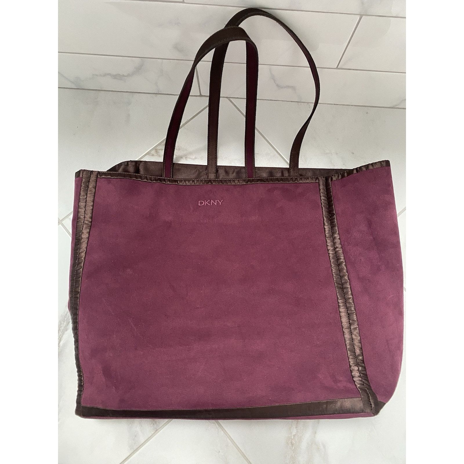 DKNY Vintage DKNY Tote Bag Velour Velvet Burgundy Reversible Size ONE SIZE - 1 Thumbnail