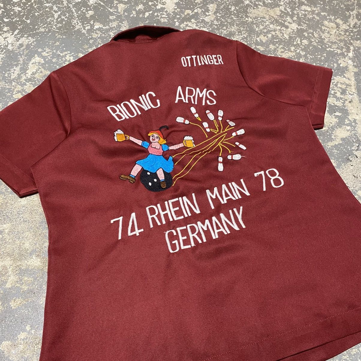 Vintage Vintage 1970s Bionic Arms Beer USAF Germany Bowling Shirt Size S / US 4 / IT 40 - 13 Thumbnail