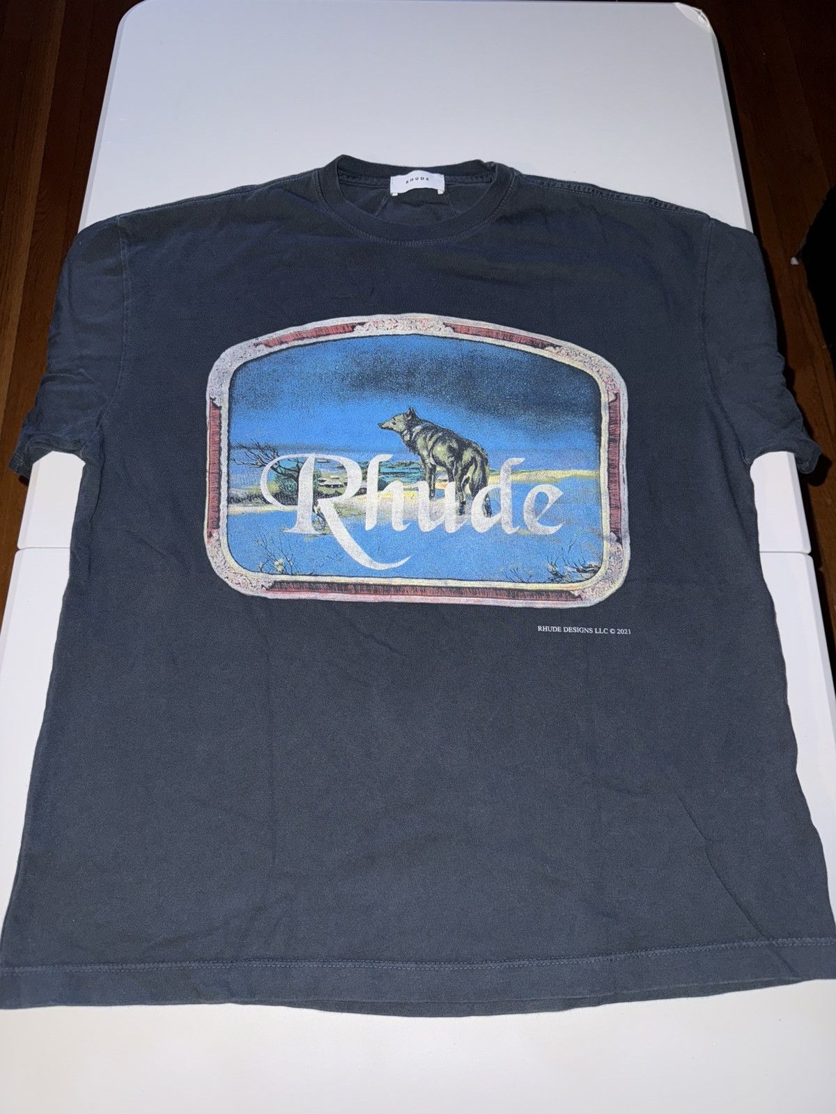 Rhude Mens Rhude Black Wolf Tee Size XS Size US XS / EU 42 / 0 - 1 Thumbnail