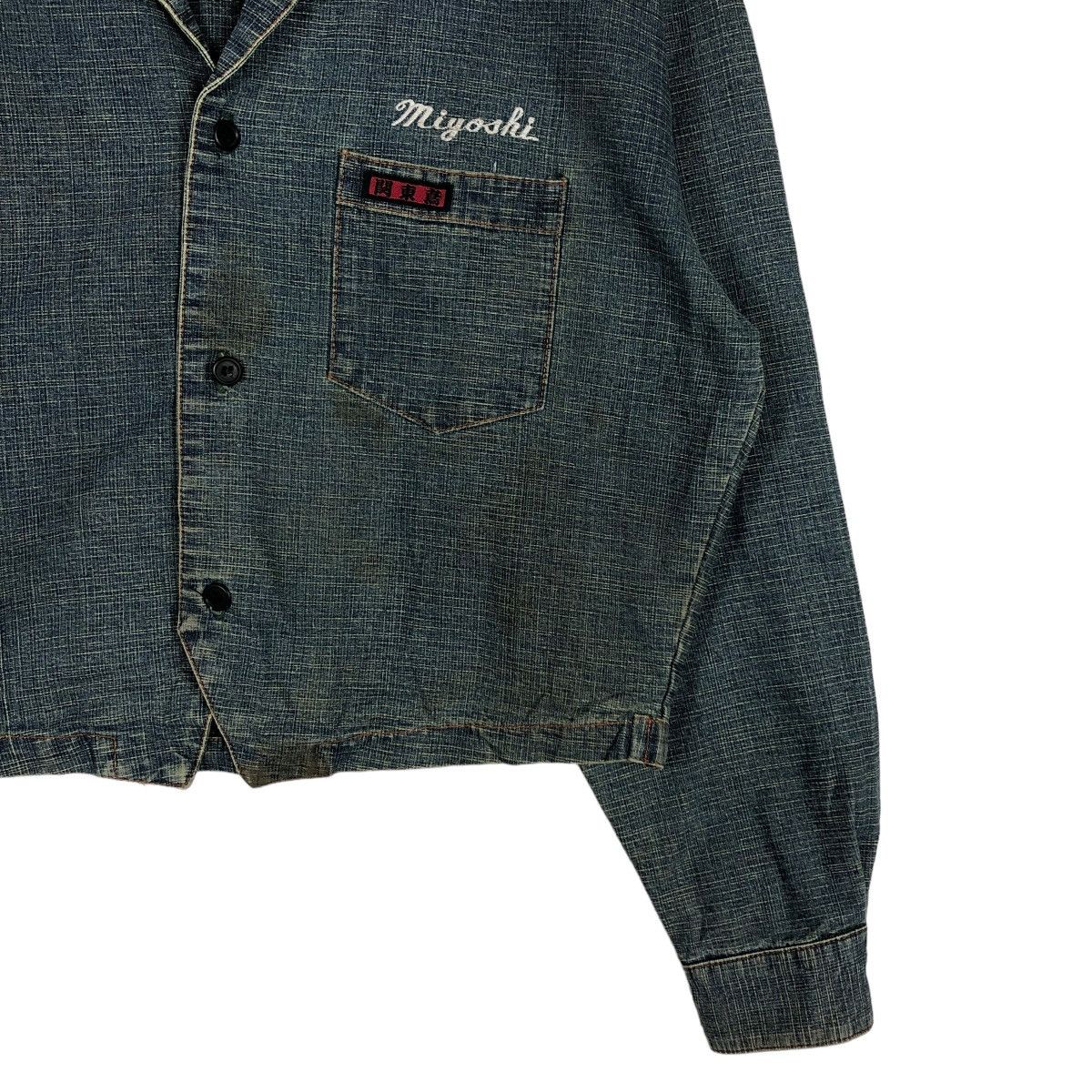 Japanese Brand 🔥CROPPED DENIM BIKER JACKET MIYOSHI JAPAN ISSEY MIYAKE Size US M / EU 48-50 / 2 - 7 Thumbnail